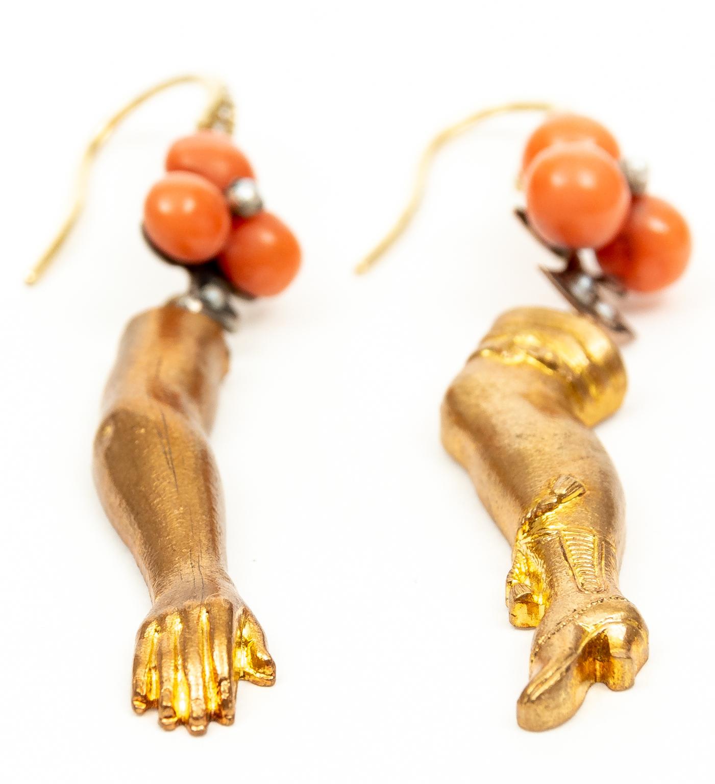 Pair of Vermeil Arm and Leg Earrings Titled 