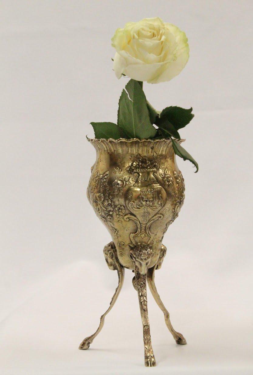 German Pair of Vermeil Continental Silver Footed Vases For Sale