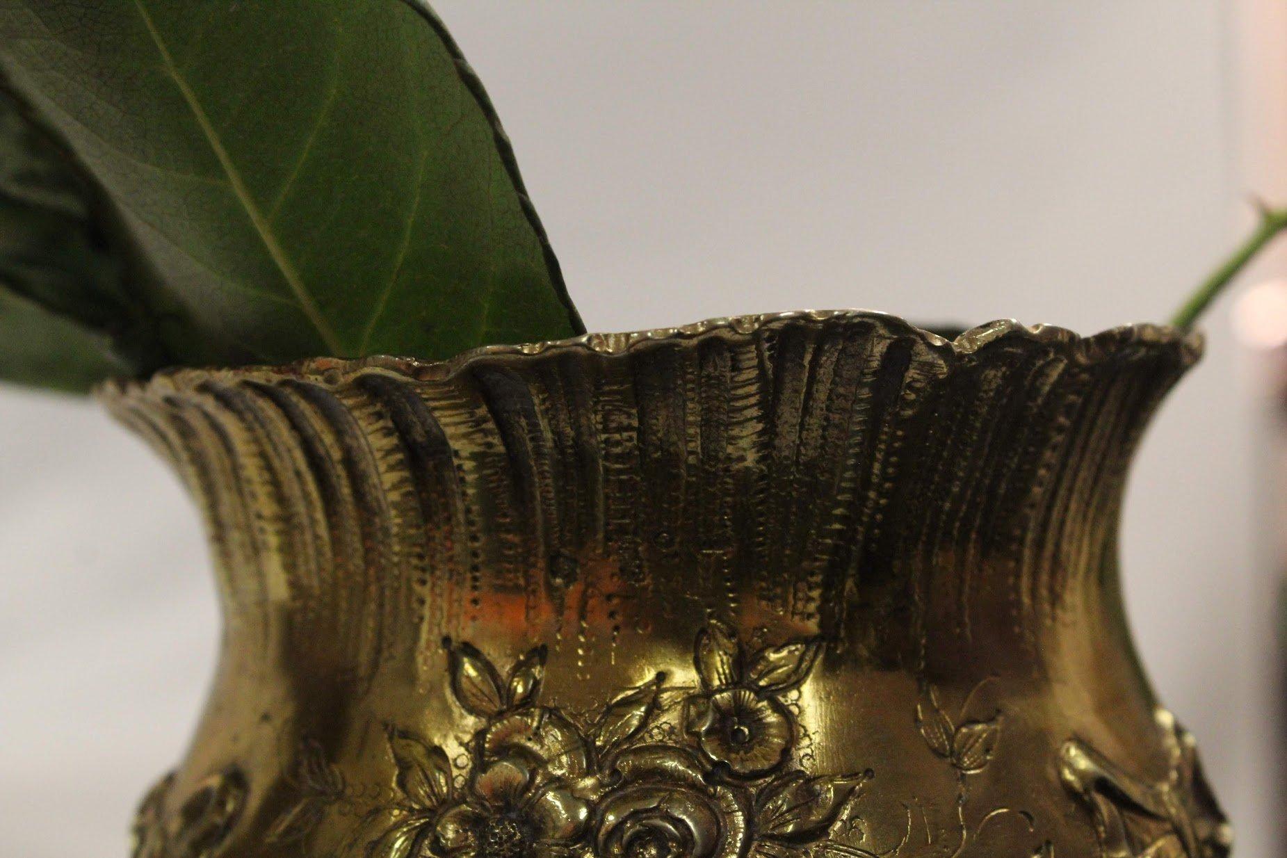 19th Century Pair of Vermeil Continental Silver Footed Vases For Sale