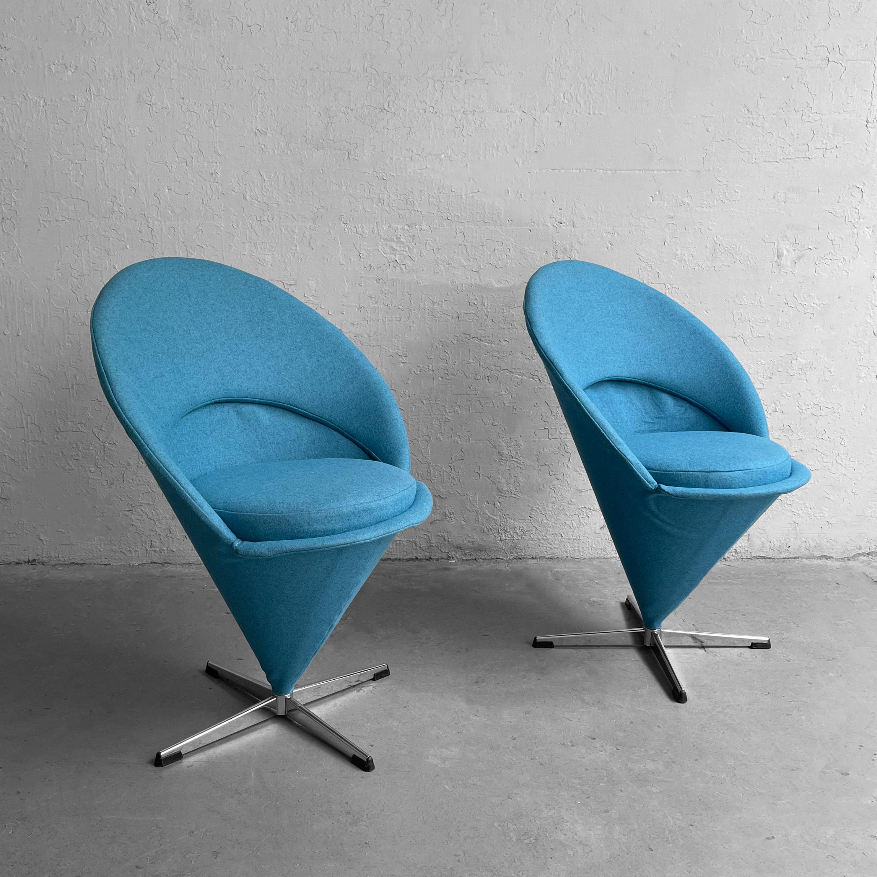 Metal Pair of Verner Panton Cone Chairs