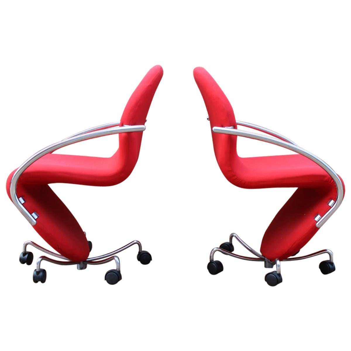 Pair of Verner Panton Fritz Hansen System123 Easy Chairs, 1970s