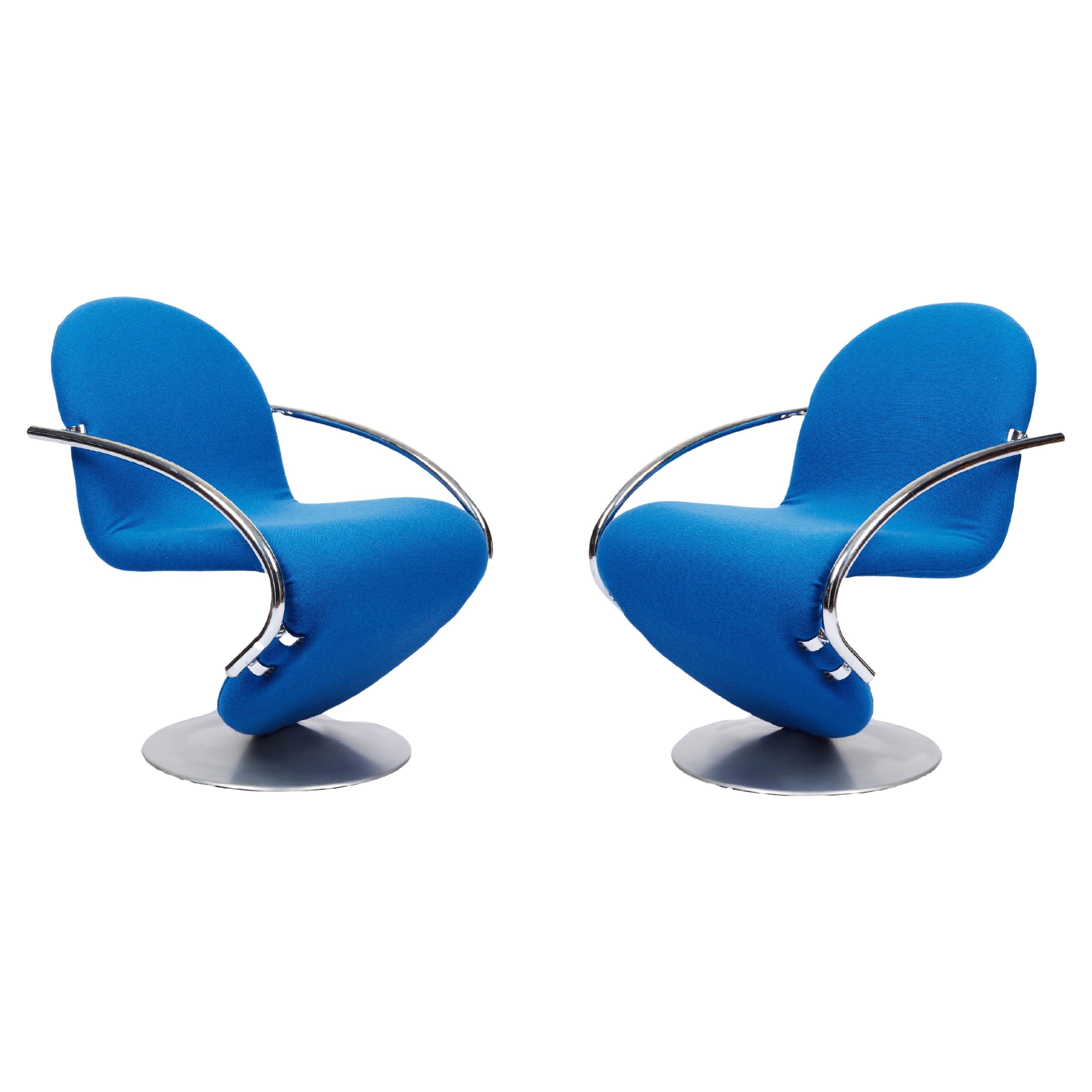 Pair of Verner Panton System 1-2-3 Swivel Armchairs For Sale
