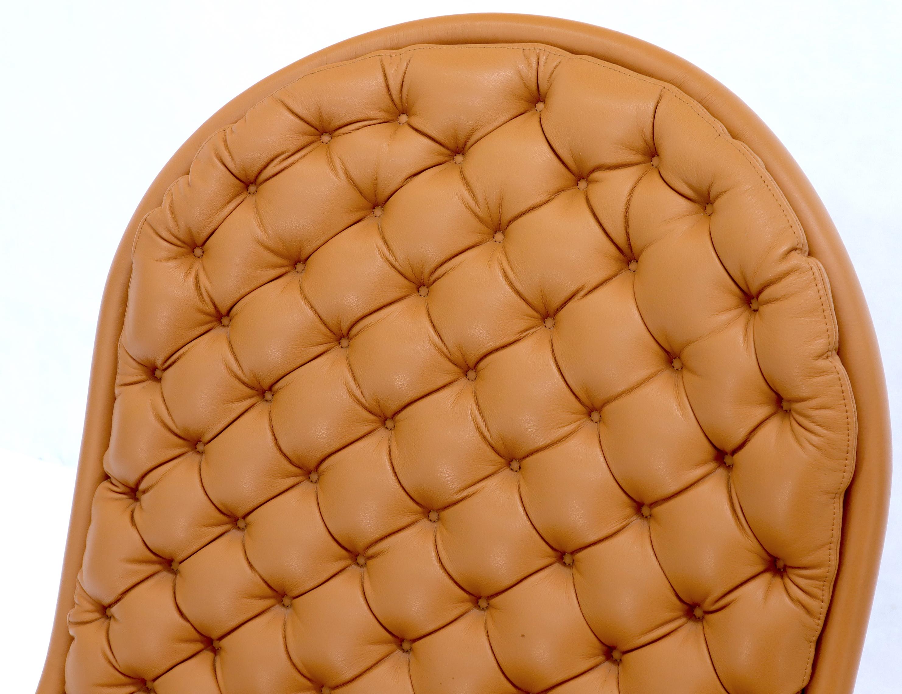 Pair of Verner Panton Tan Tufted Leather 123 Lounge Chairs For Sale 3