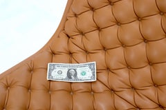 Pair of Verner Panton Tan Tufted Leather 123 Lounge Chairs