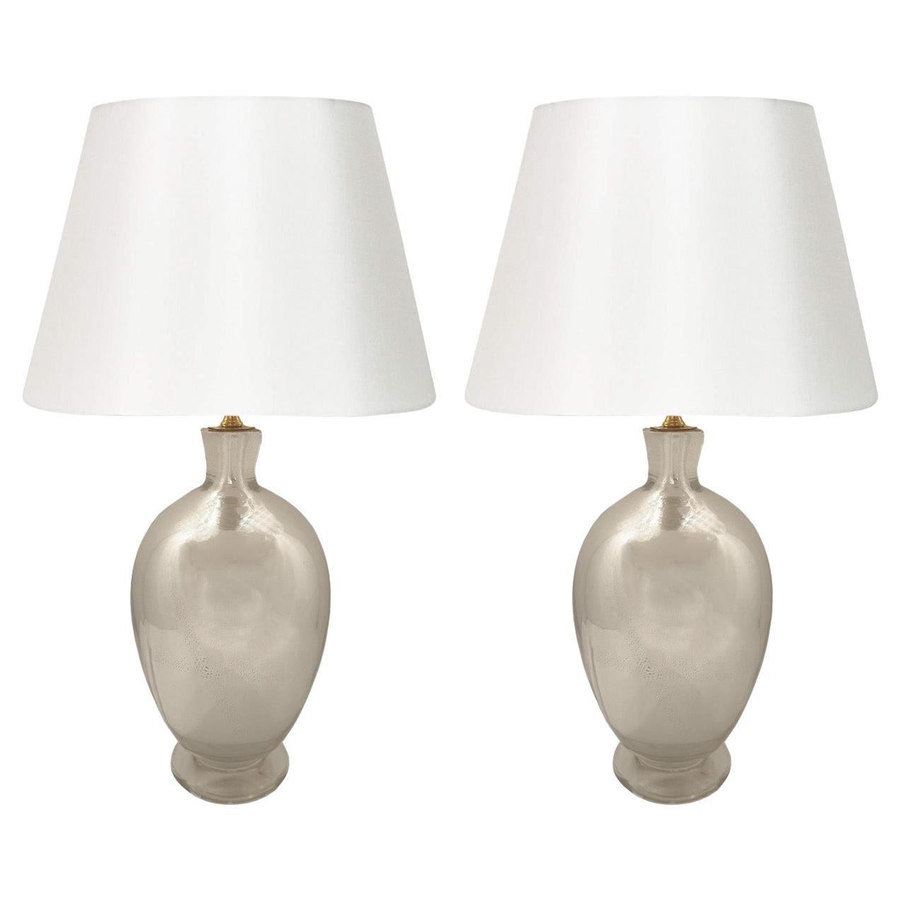 Pair of Veronese Mirrored Murano Glass Table Lamps