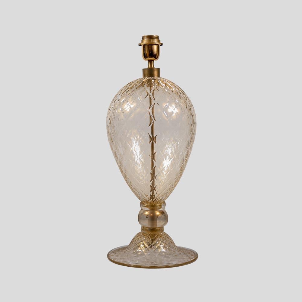 Ein Paar Veronese-Tischlampen aus klarem Glas mit Goldeinschluss von Alberto Dona im Zustand „Hervorragend“ im Angebot in London, GB