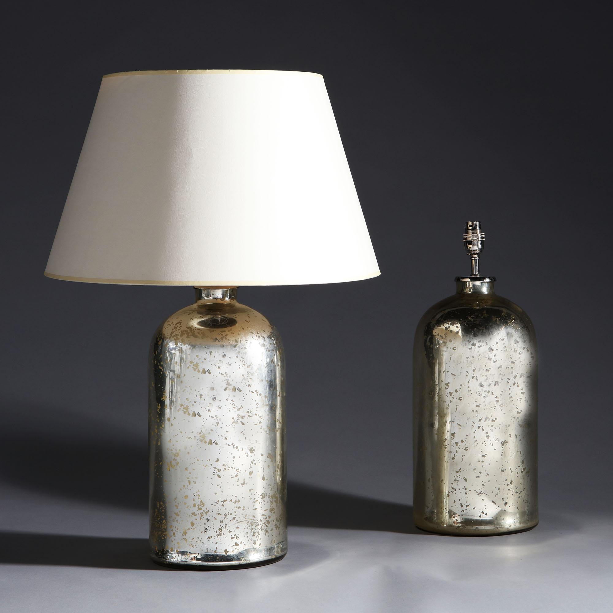 French Pair of Verre Eglomisé Bottle Lamps