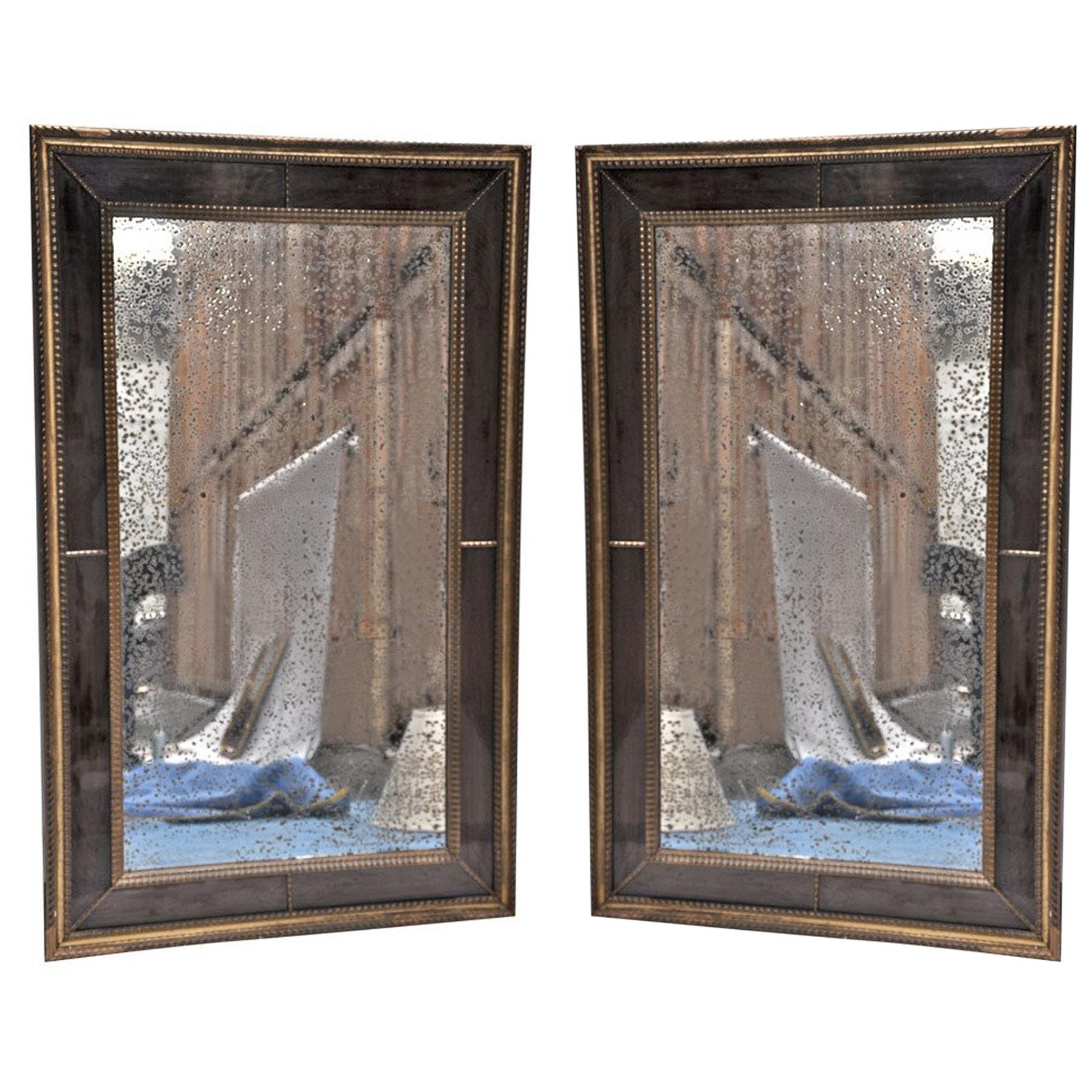 Pair of Verre Eglomise Gilt-Wood Mirrors