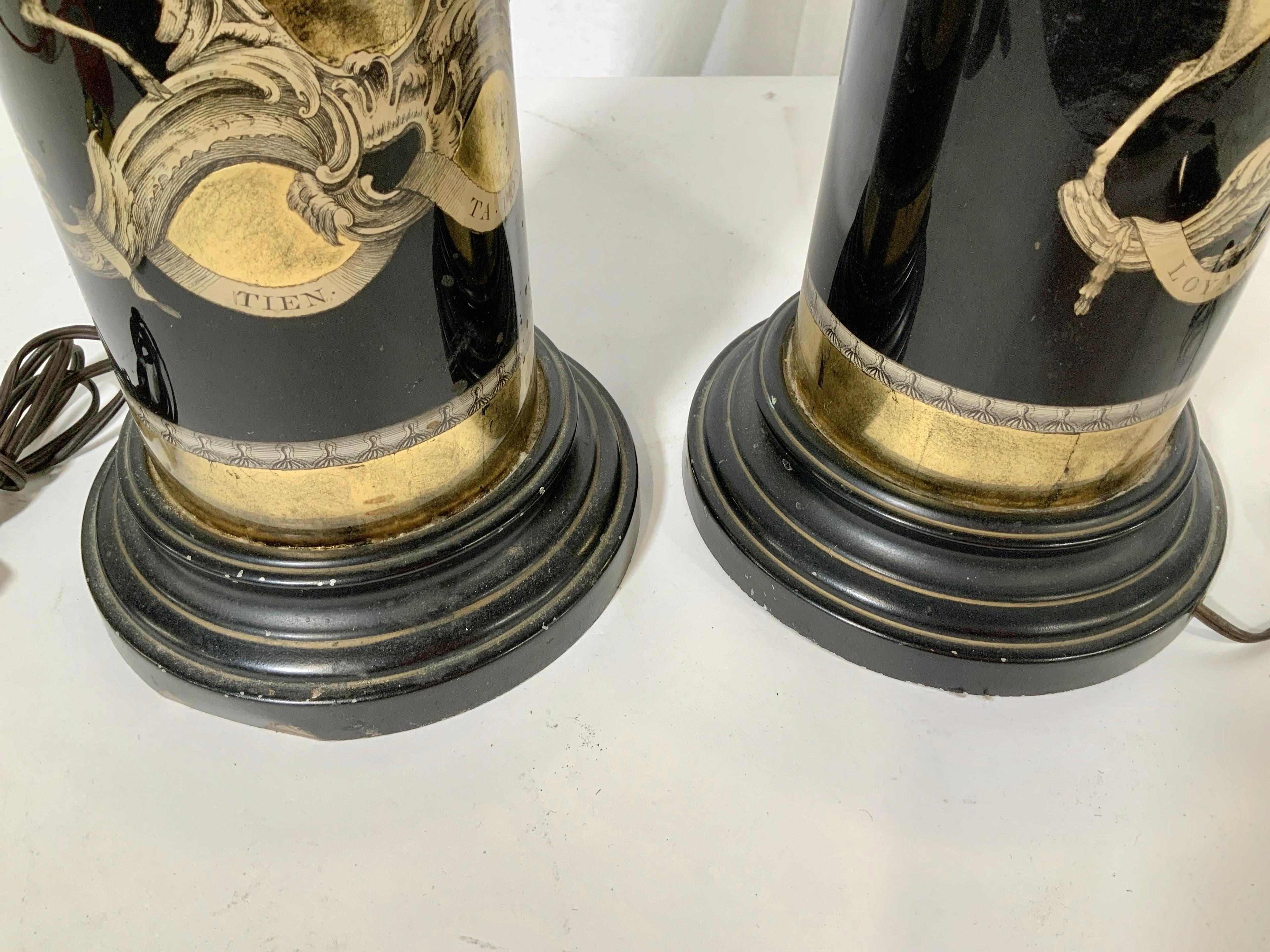 Pair of Verre Églomisé Lamps Coats of Arms for the Earls Bathurst and Granville For Sale 6