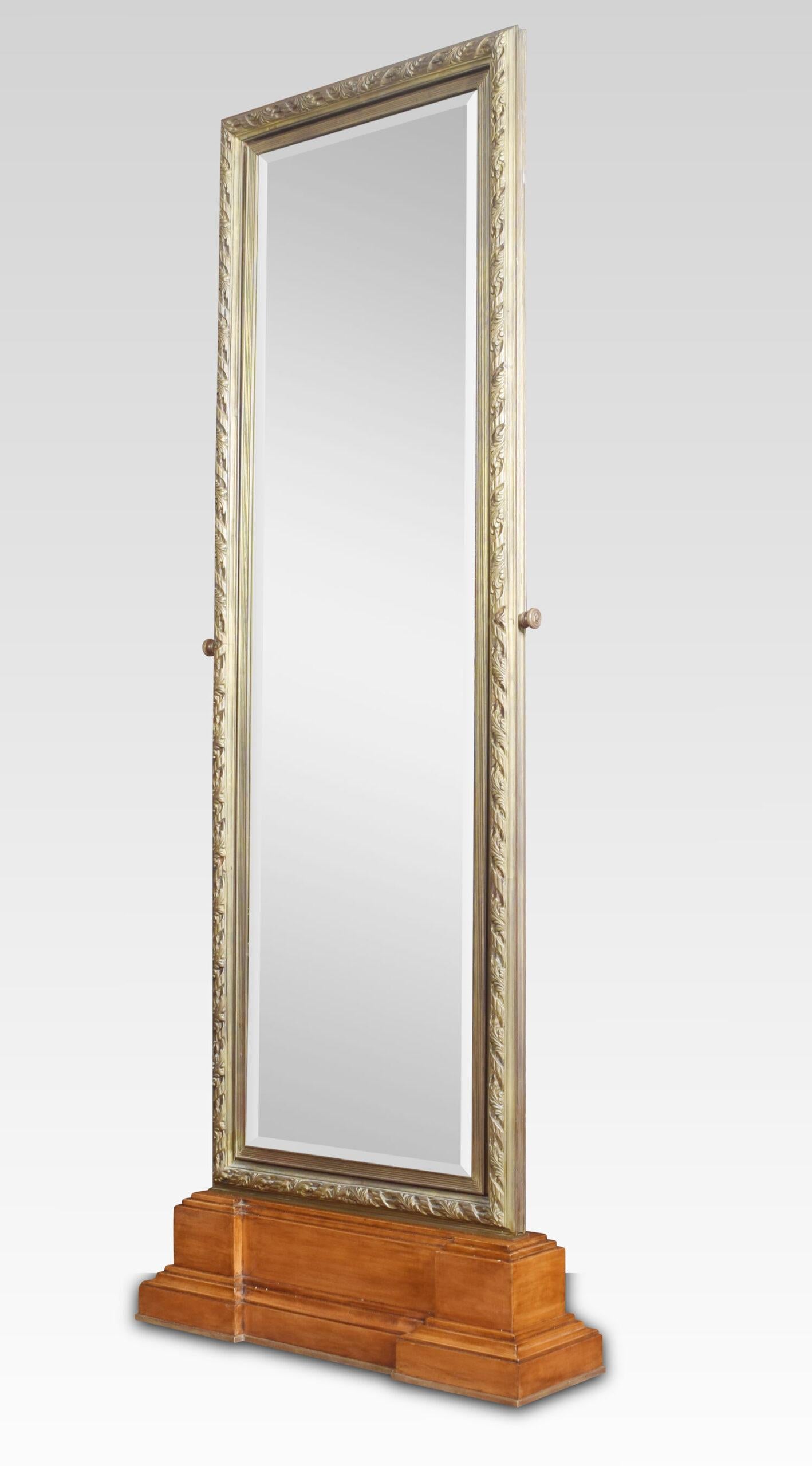 Walnut Pair of Versace Showroom Large Tooled Bronze Framed Two Sided Cheval Mirrors For Sale