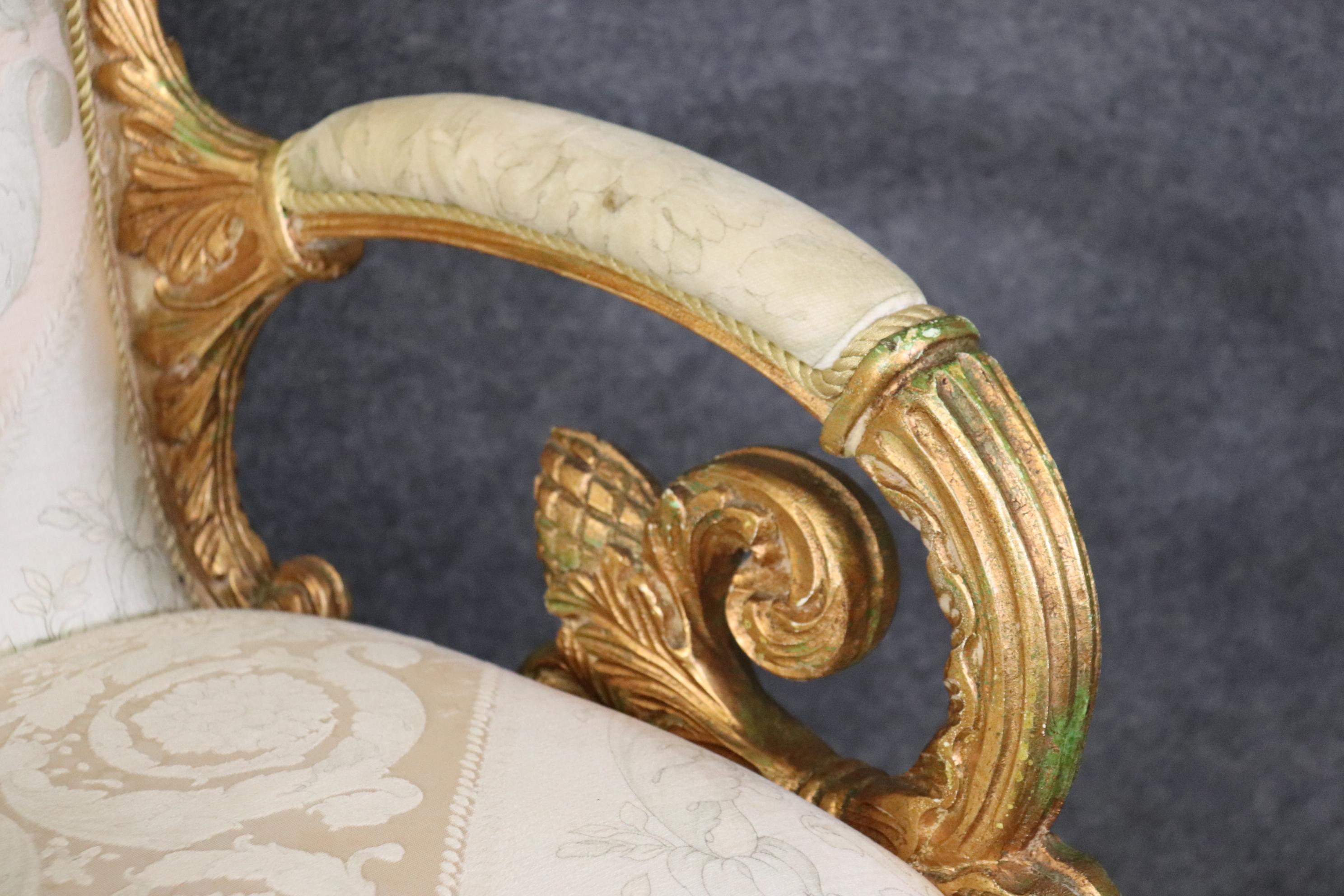 Pair of Versace Style Gilded Armchairs Louis XVI Style  For Sale 4