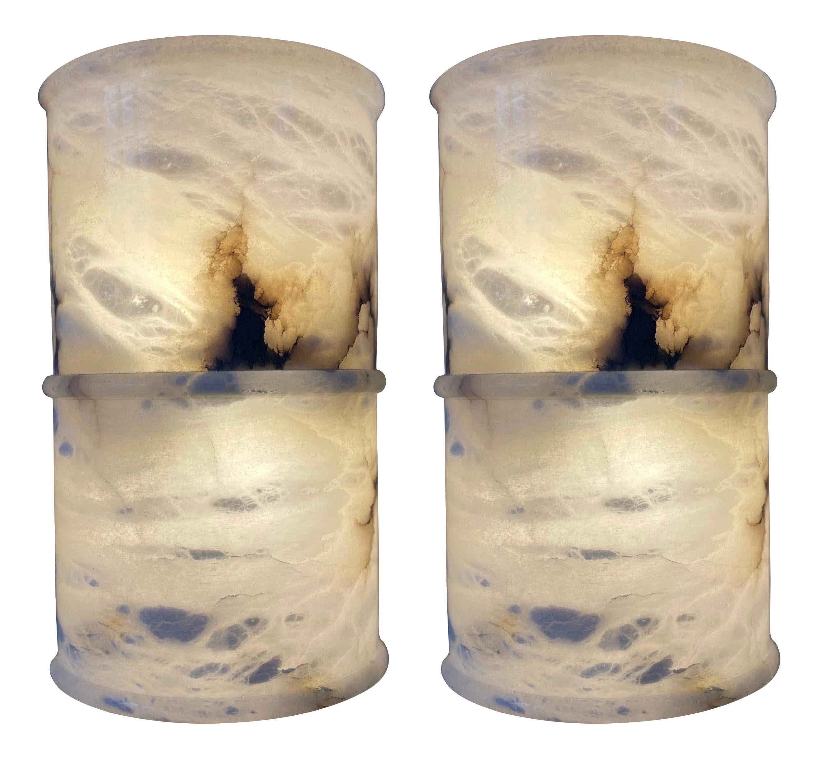 Pair of Vertical Alabaster Sconces