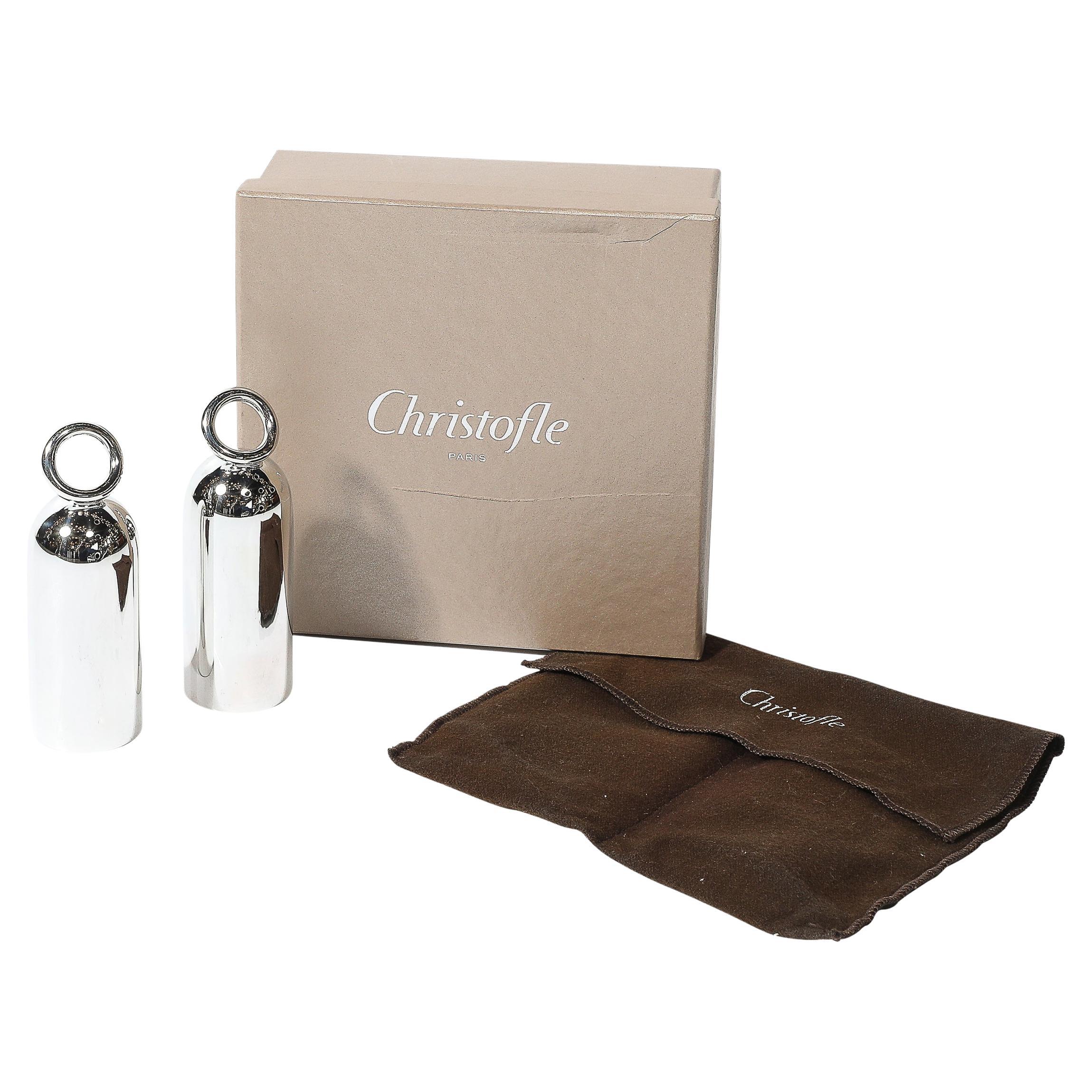 Pair of "Vertigo" Salt and Pepper Shakers signed Christofle For Sale
