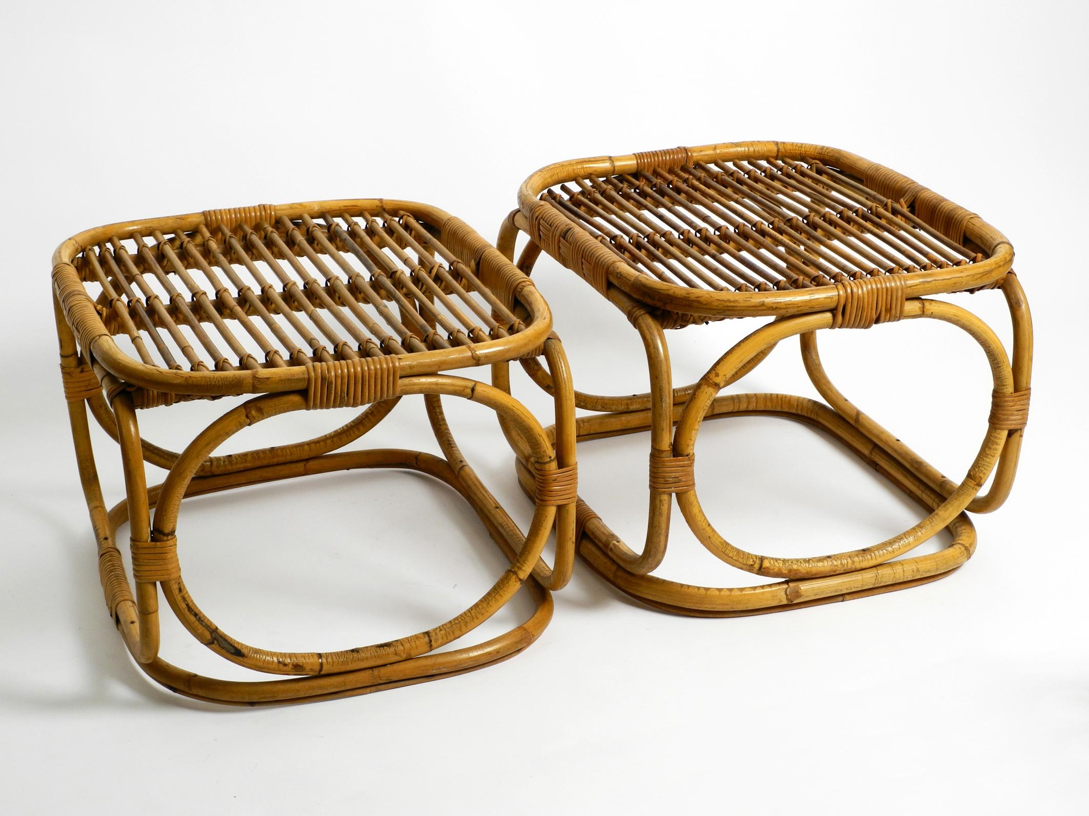 Mid-Century Modern Pair of Very Beautiful Italian Mid Century Side Tables Made of Bamboo Wood