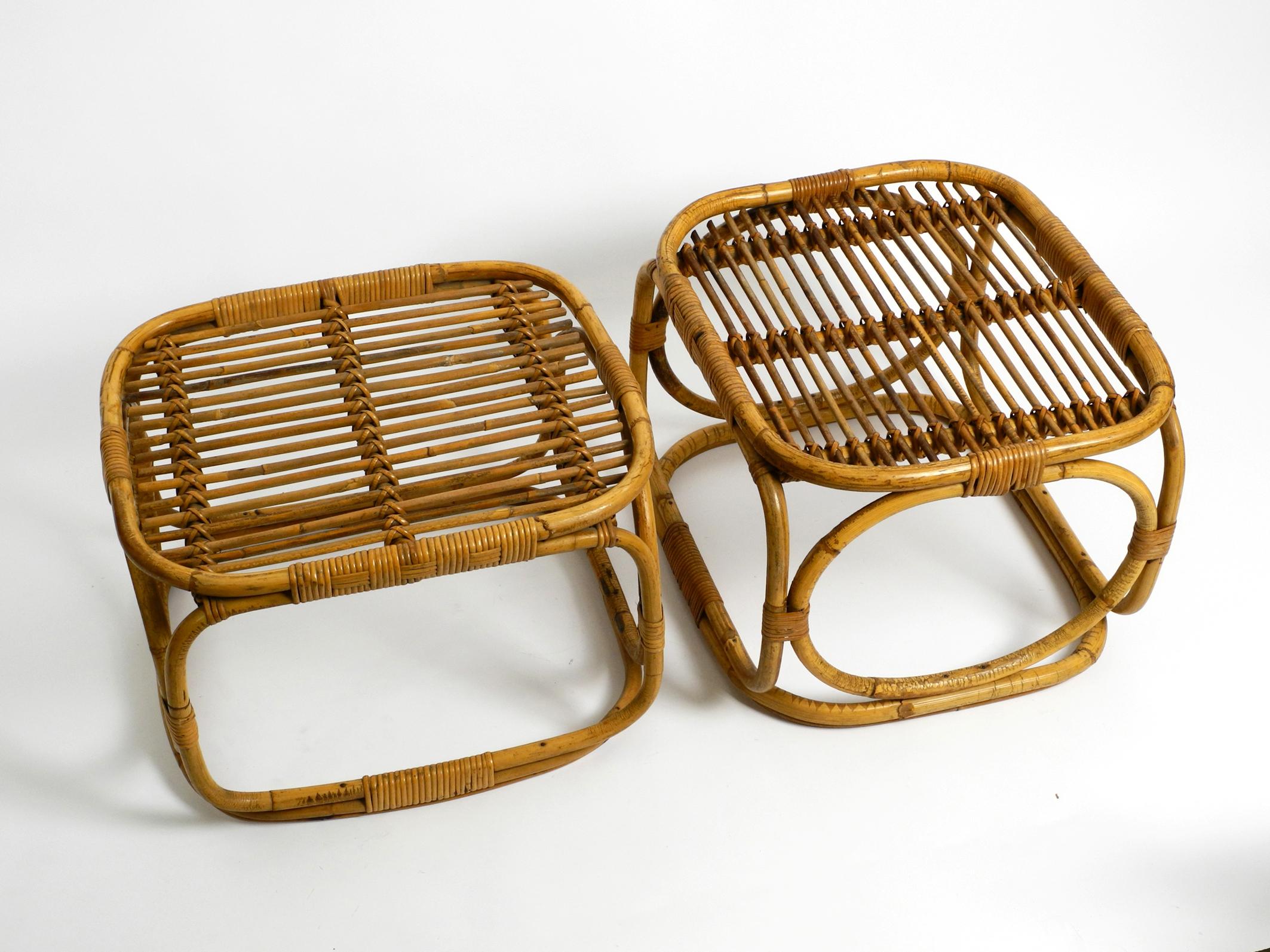Mid-20th Century Pair of Very Beautiful Italian Mid Century Side Tables Made of Bamboo Wood