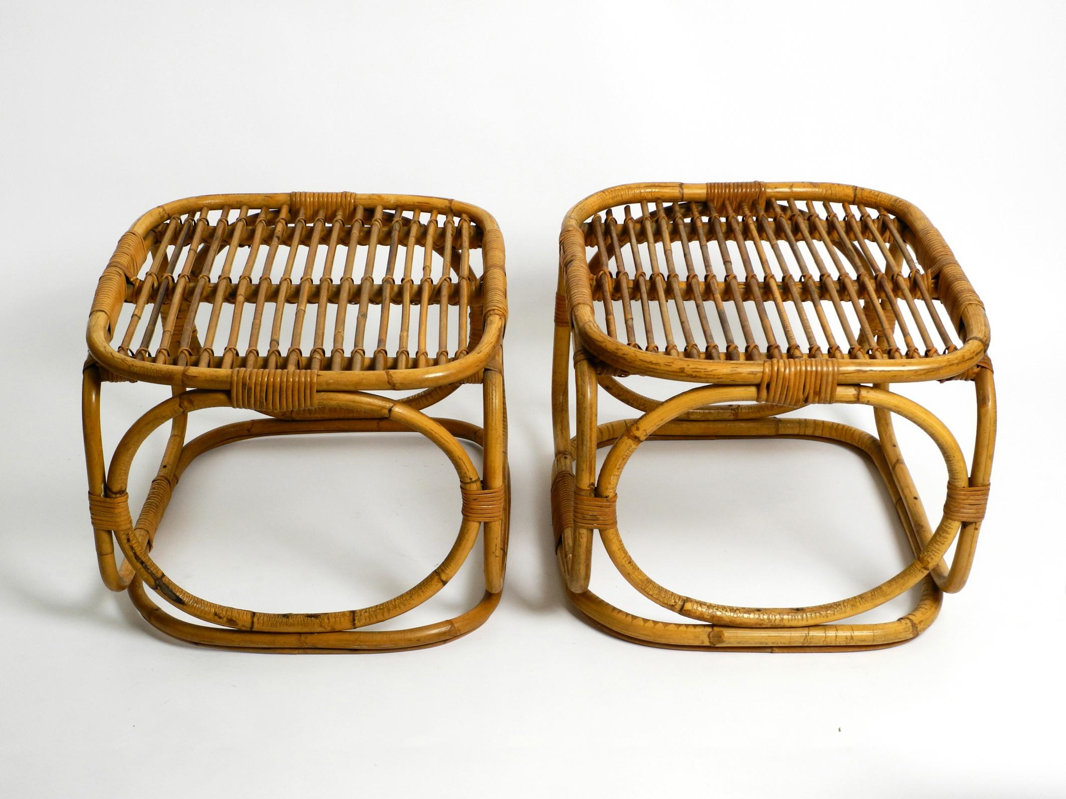 Pair of Very Beautiful Italian Mid Century Side Tables Made of Bamboo Wood 1