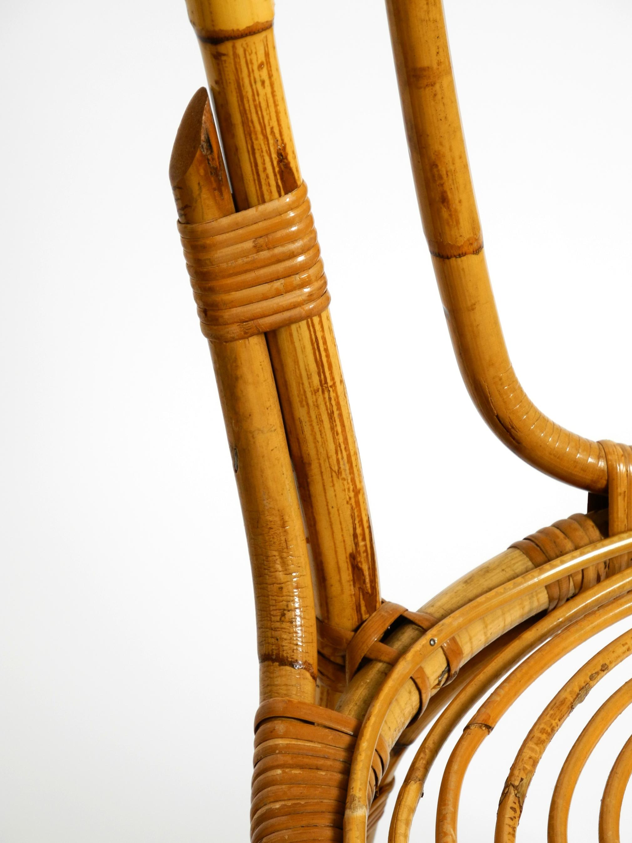 Paire de très belles et rares chaises en bambou italiennes d'origine des années 1960 en vente 6