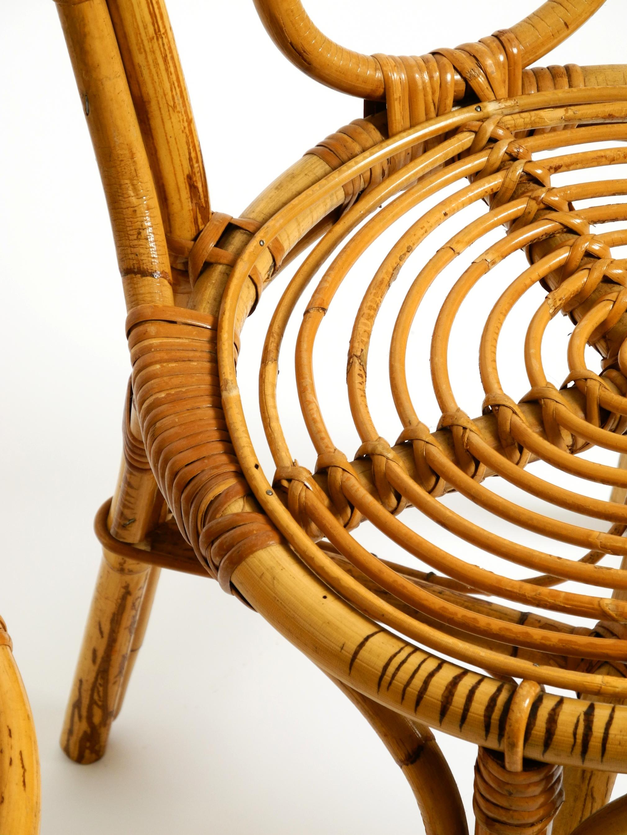 Paire de très belles et rares chaises en bambou italiennes d'origine des années 1960 en vente 7