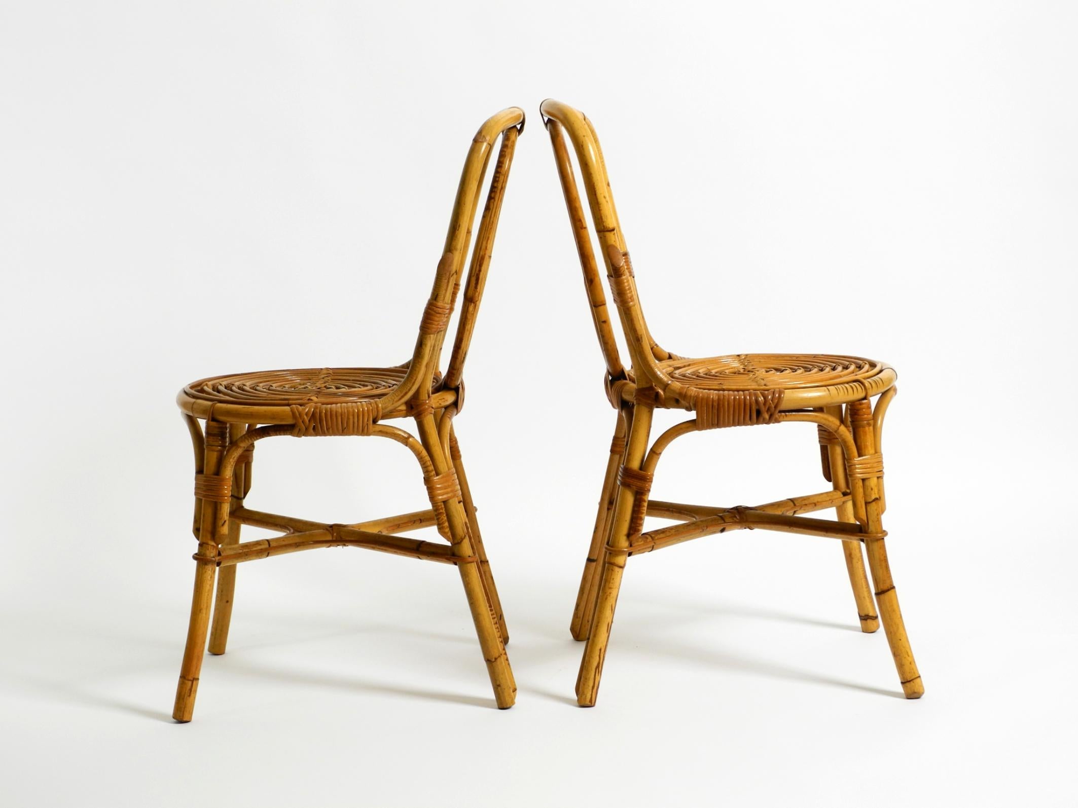 Mid-Century Modern Paire de très belles et rares chaises en bambou italiennes d'origine des années 1960 en vente