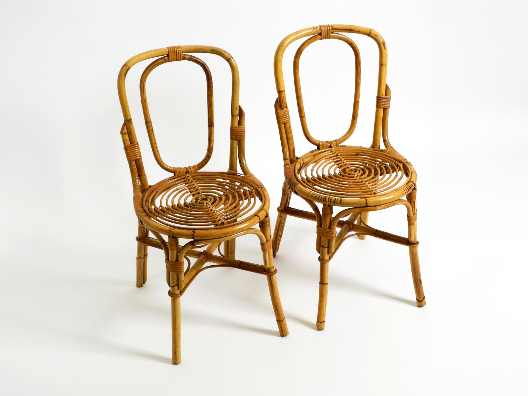Paire de très belles et rares chaises en bambou italiennes d'origine des années 1960 Bon état - En vente à München, DE
