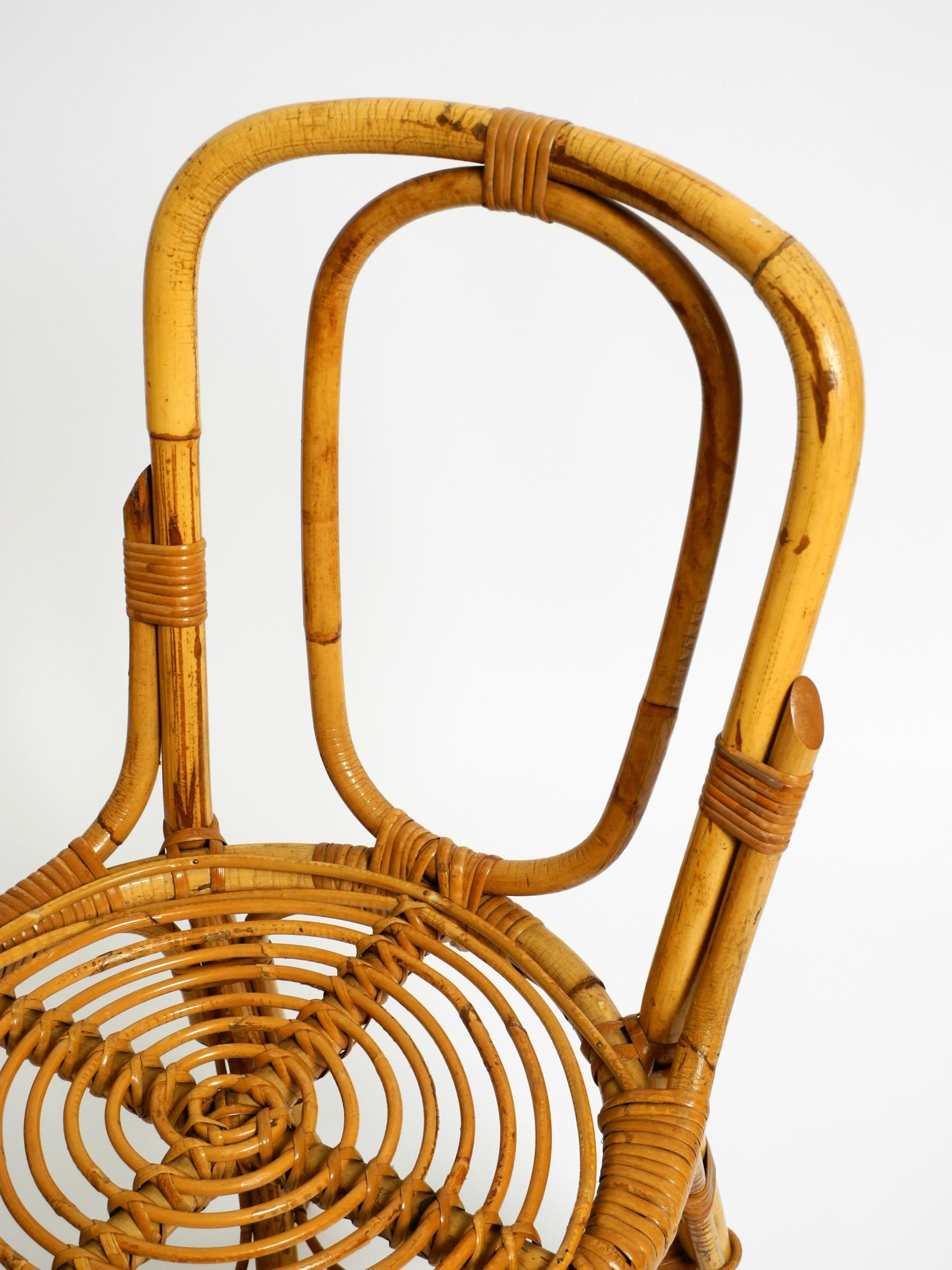 Paire de très belles et rares chaises en bambou italiennes d'origine des années 1960 en vente 1