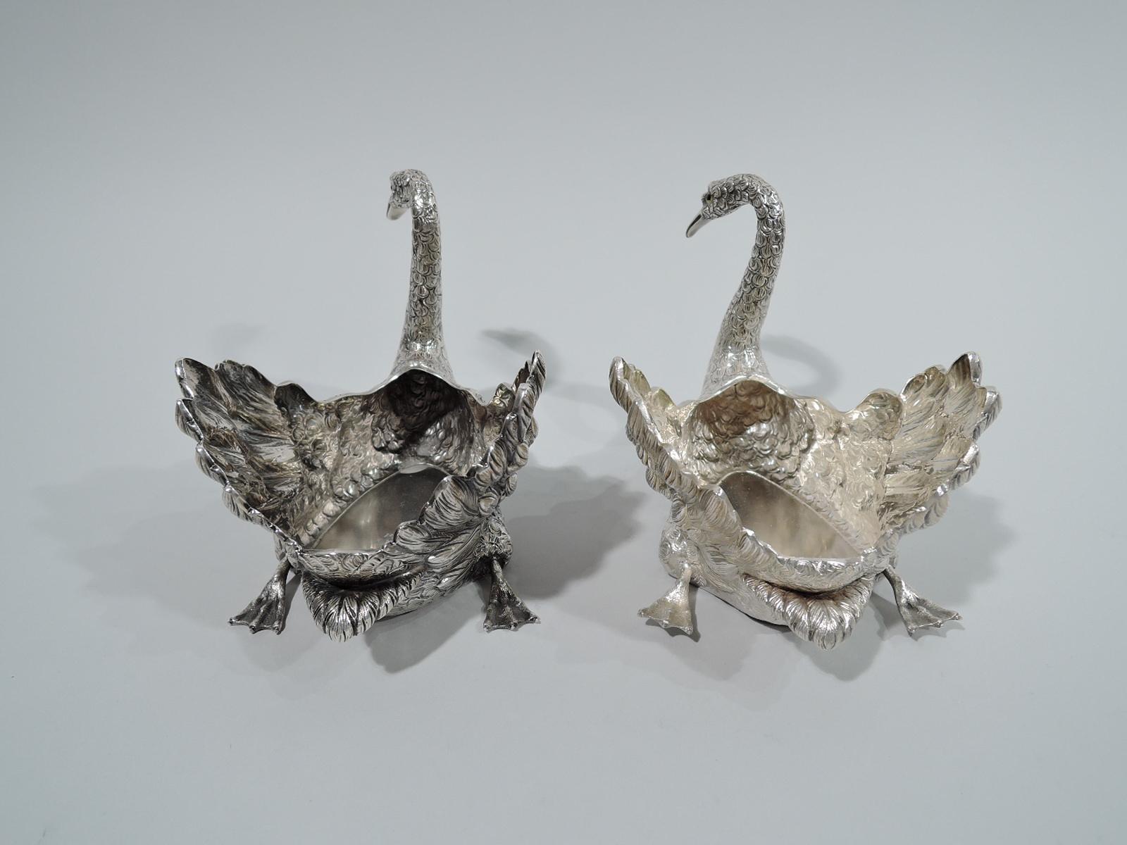 American Pair of Very Desirable Buccellati Sterling Silver Swans
