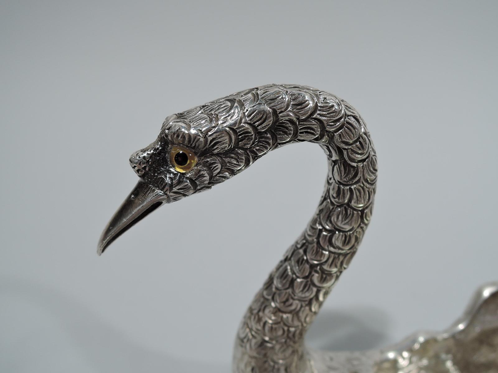 20th Century Pair of Very Desirable Buccellati Sterling Silver Swans