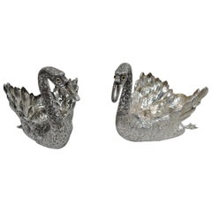 Pair of Very Desirable Buccellati Sterling Silver Swans