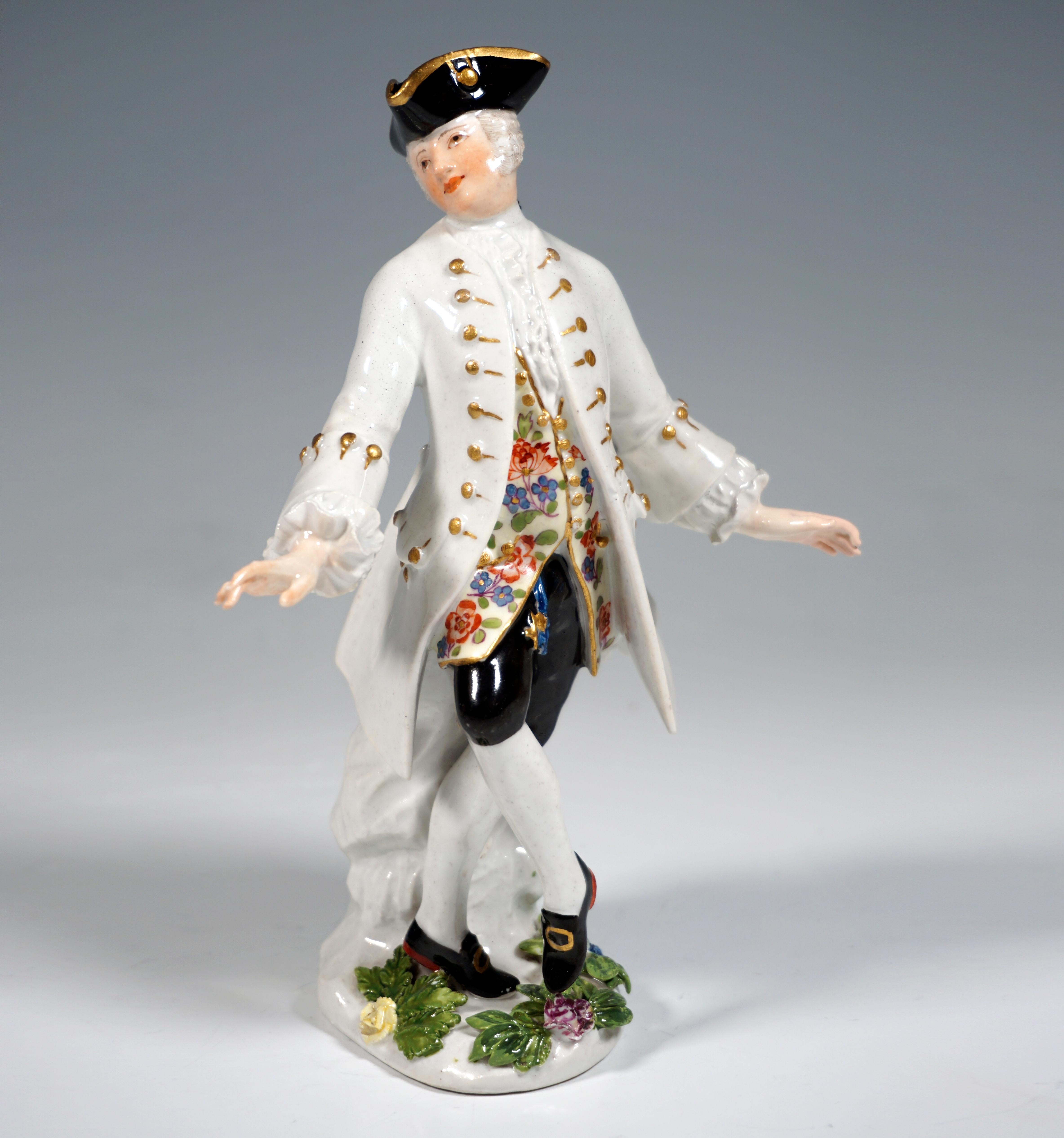 Porcelain Pair of Very Early Meissen Figurines, Dance Couple, Germany, Around 1755