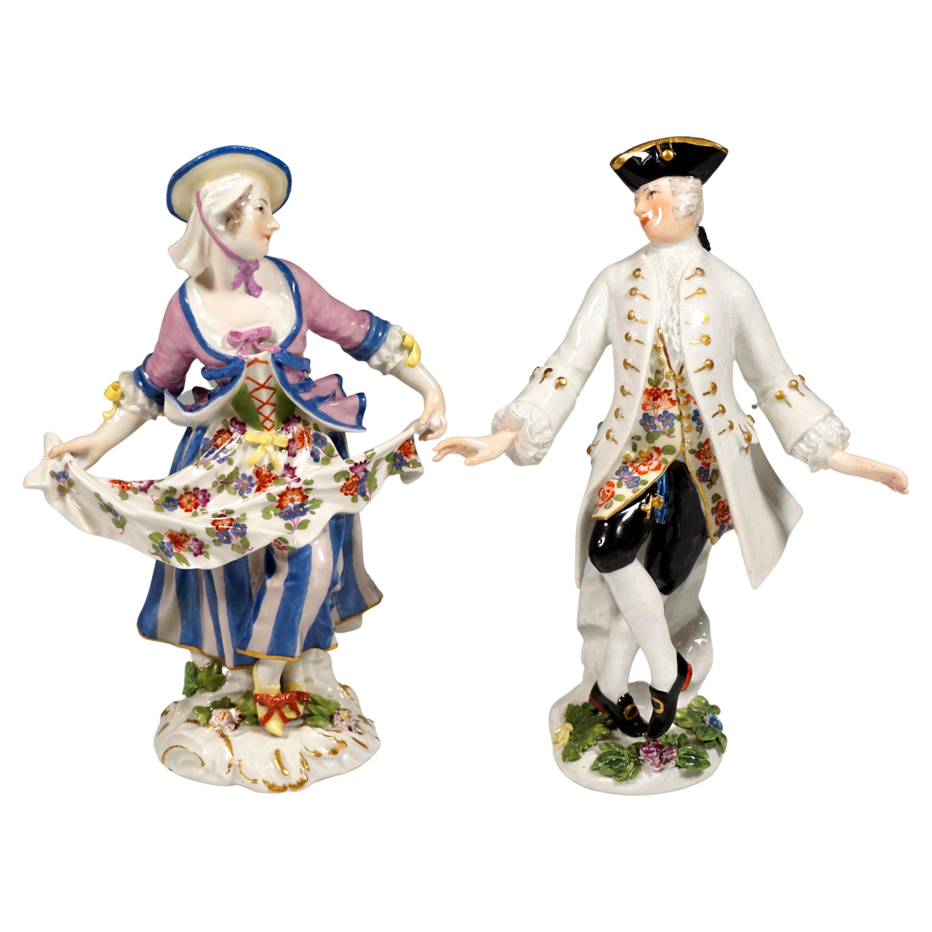 Pair of Very Early Meissen Figurines, Dance Couple, Germany, Around 1755
