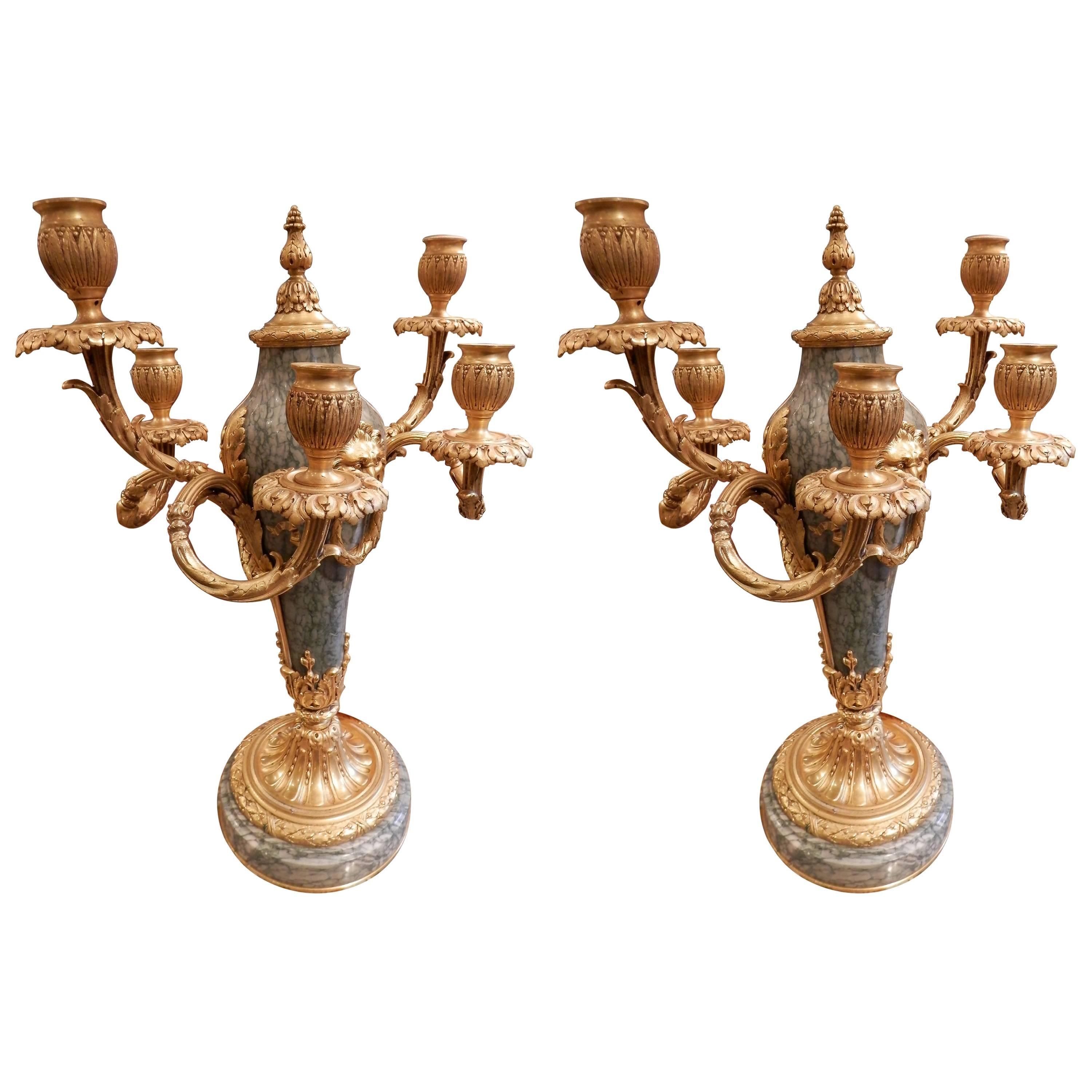 Pair of Very Fine Signed French, 19th Century Louis XVI Candelabras