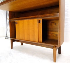 Pair of Very Fine & Unusual Slim Profile Danish Teak Secretary Desks Credenzas.
