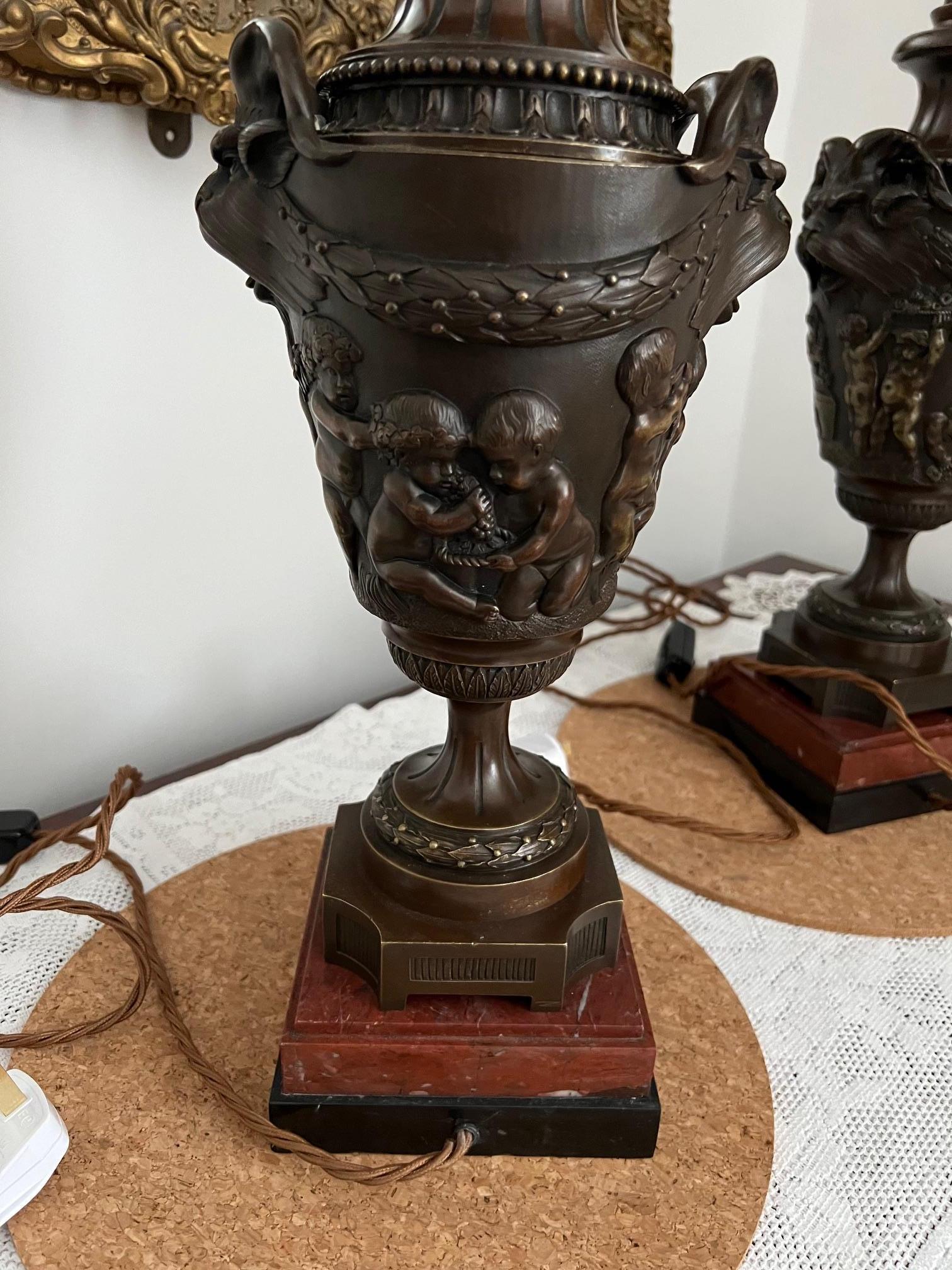 Pair Of Very Good Bronze Oil Lamps For Sale 5