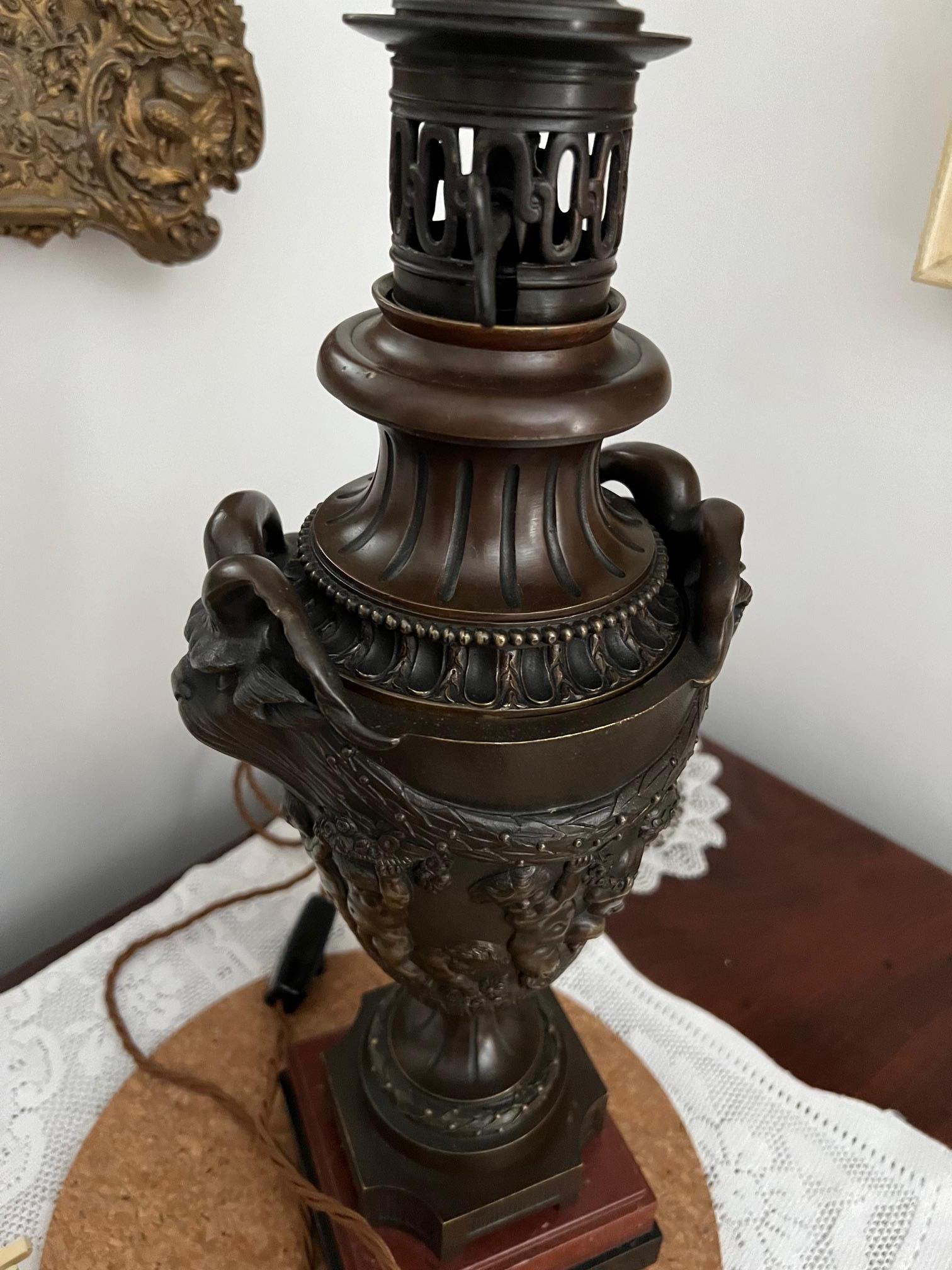 Pair Of Very Good Bronze Oil Lamps For Sale 6