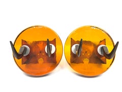 Pair of Very Heavy Textured Glass & Metal Cow Horn Mid-Century Modern Wall Hooks