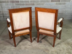 Pair of  Empire Consulate Mahogany Chairs Griffin Heads & Paw Feet