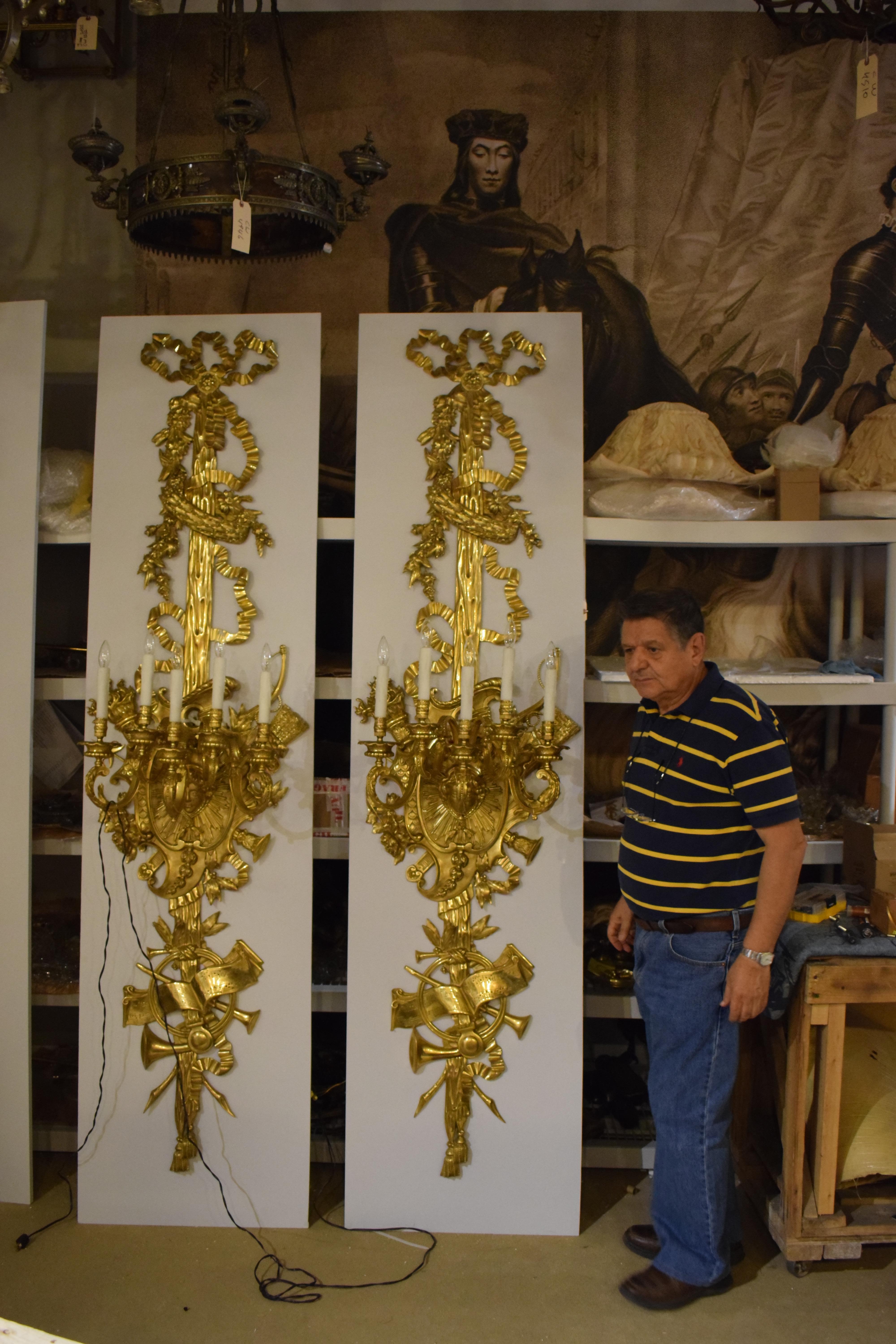French Pair of Very Important Louis XVI Wall Sconces For Sale