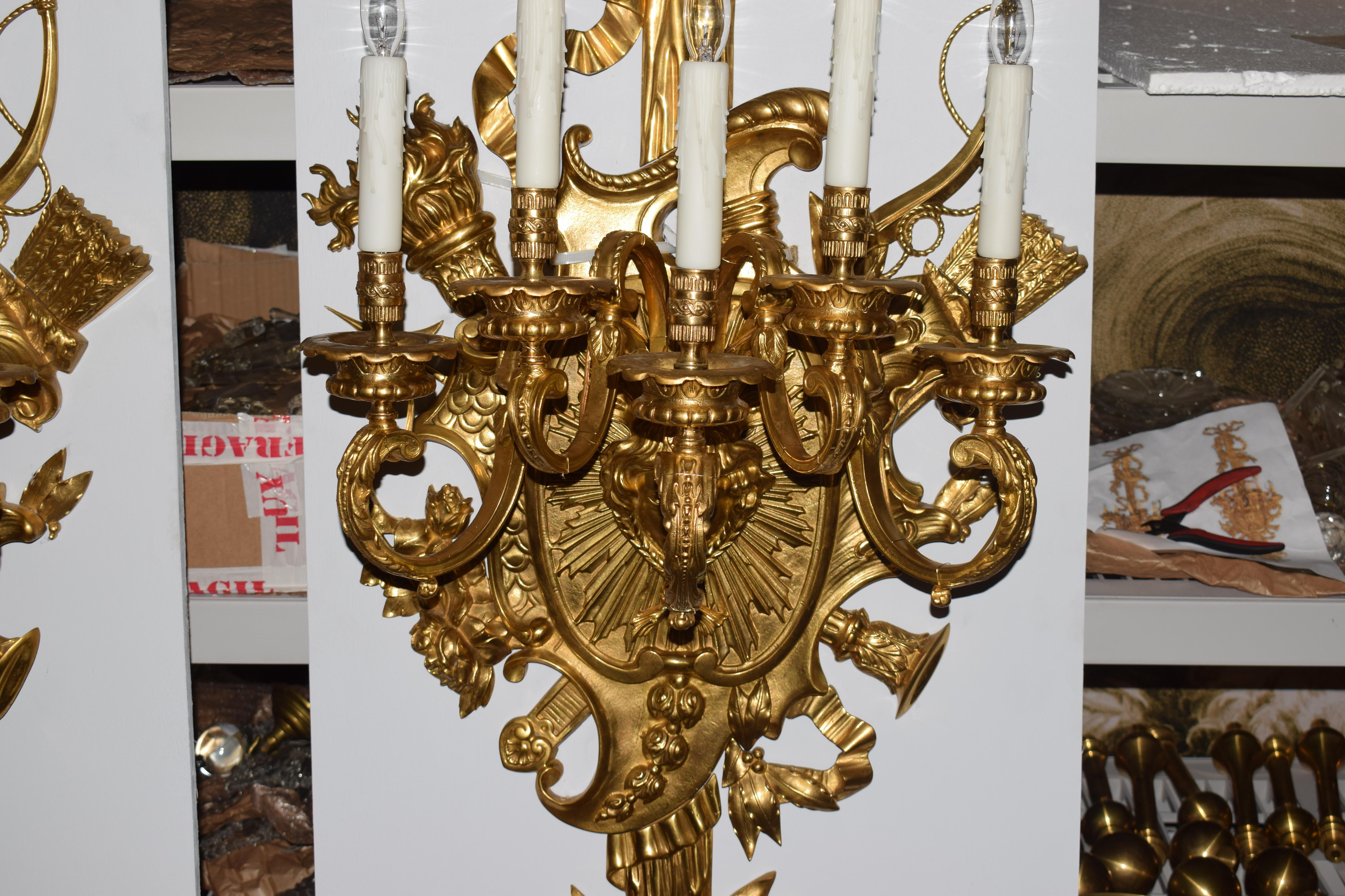 Pair of Very Important Louis XVI Wall Sconces In Good Condition For Sale In Atlanta, GA