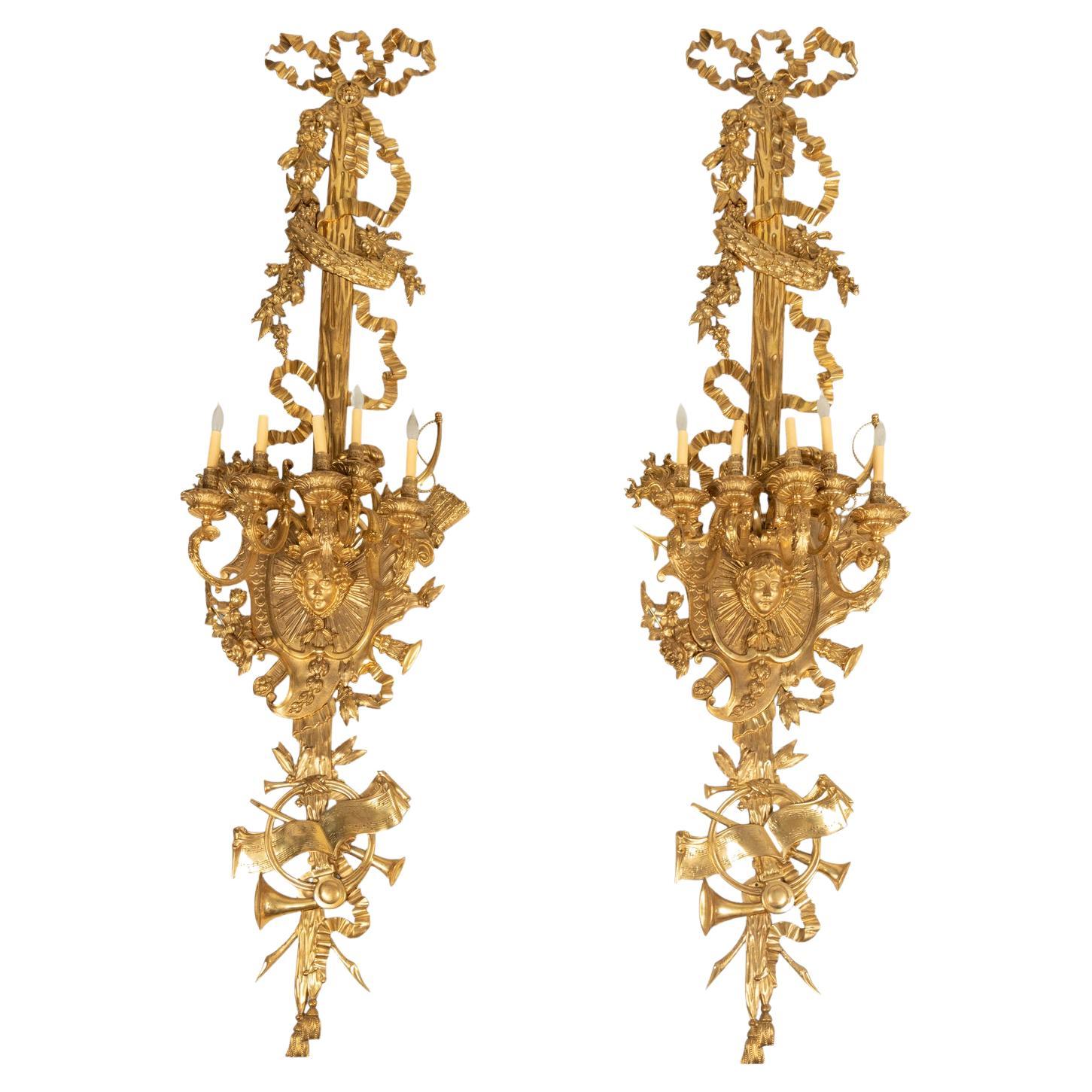 Pair of Very Important Louis XVI Wall Sconces For Sale