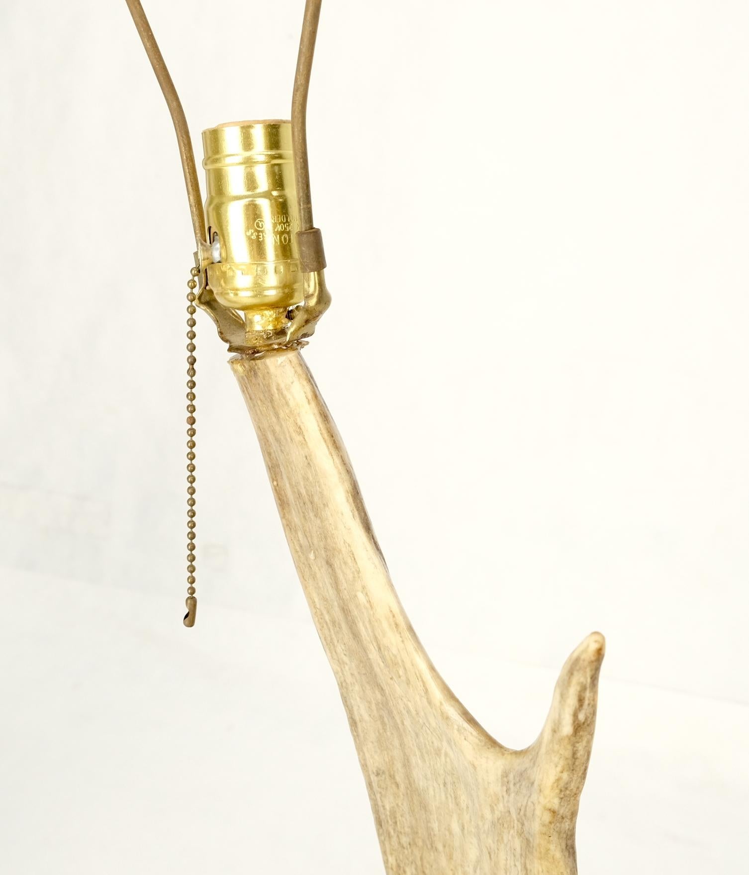 Pair of Very Large Antler Horn Bases Artist Signed Table Lamps Folk Art Modern For Sale 3