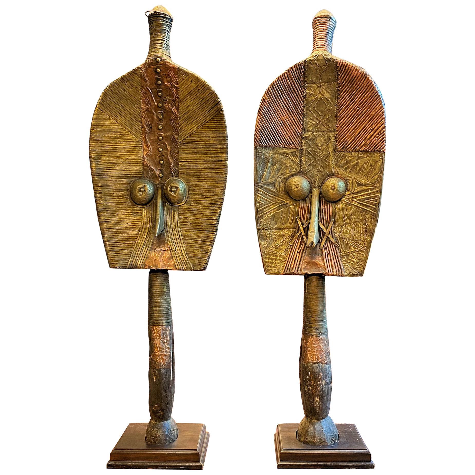Pair of Very Large Bakota 'Kota' Funerary Figure from Gabon, Africa