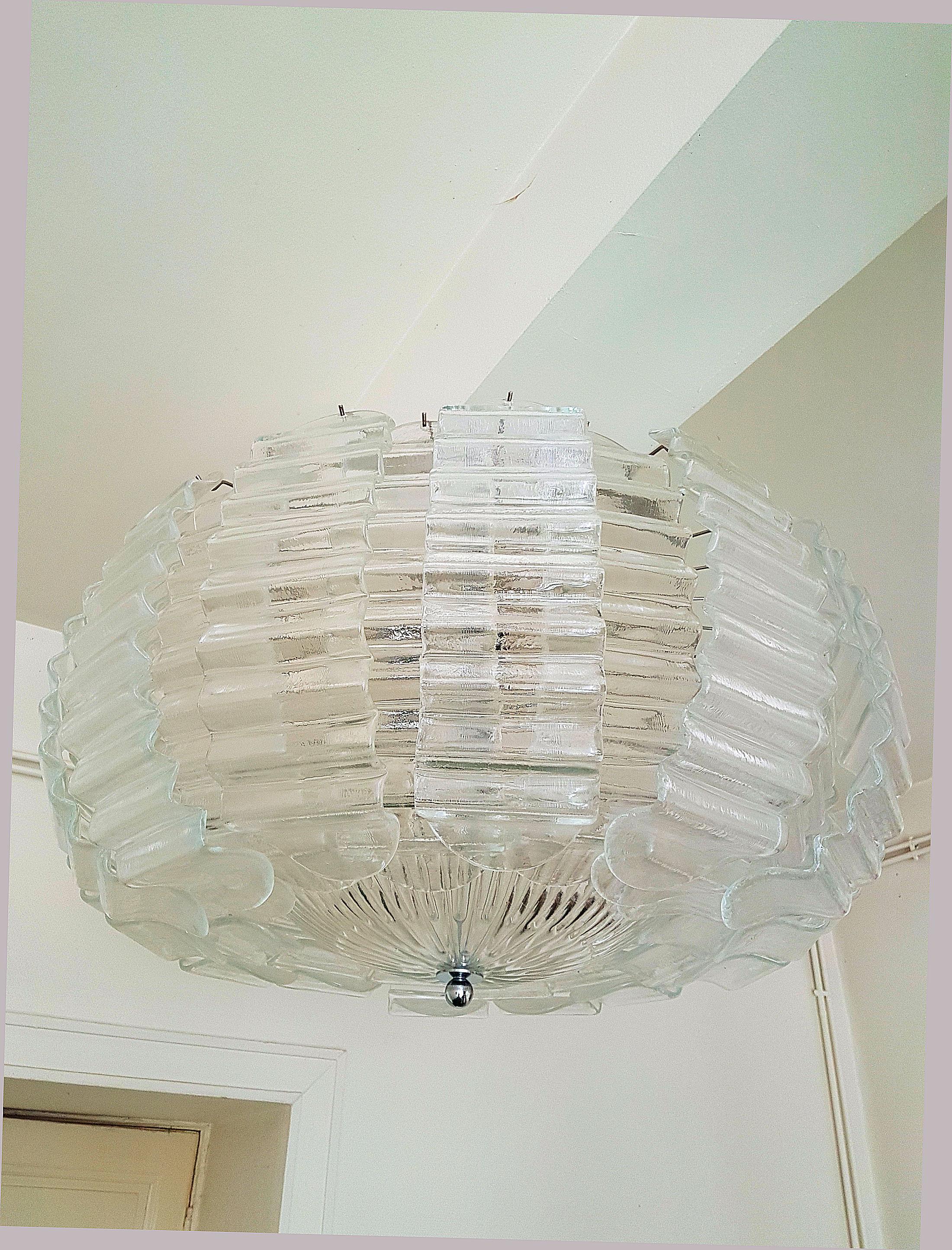Very Large Clear Murano Glass Mid-Century Modern Chandelier by Barovier, 1970s 7