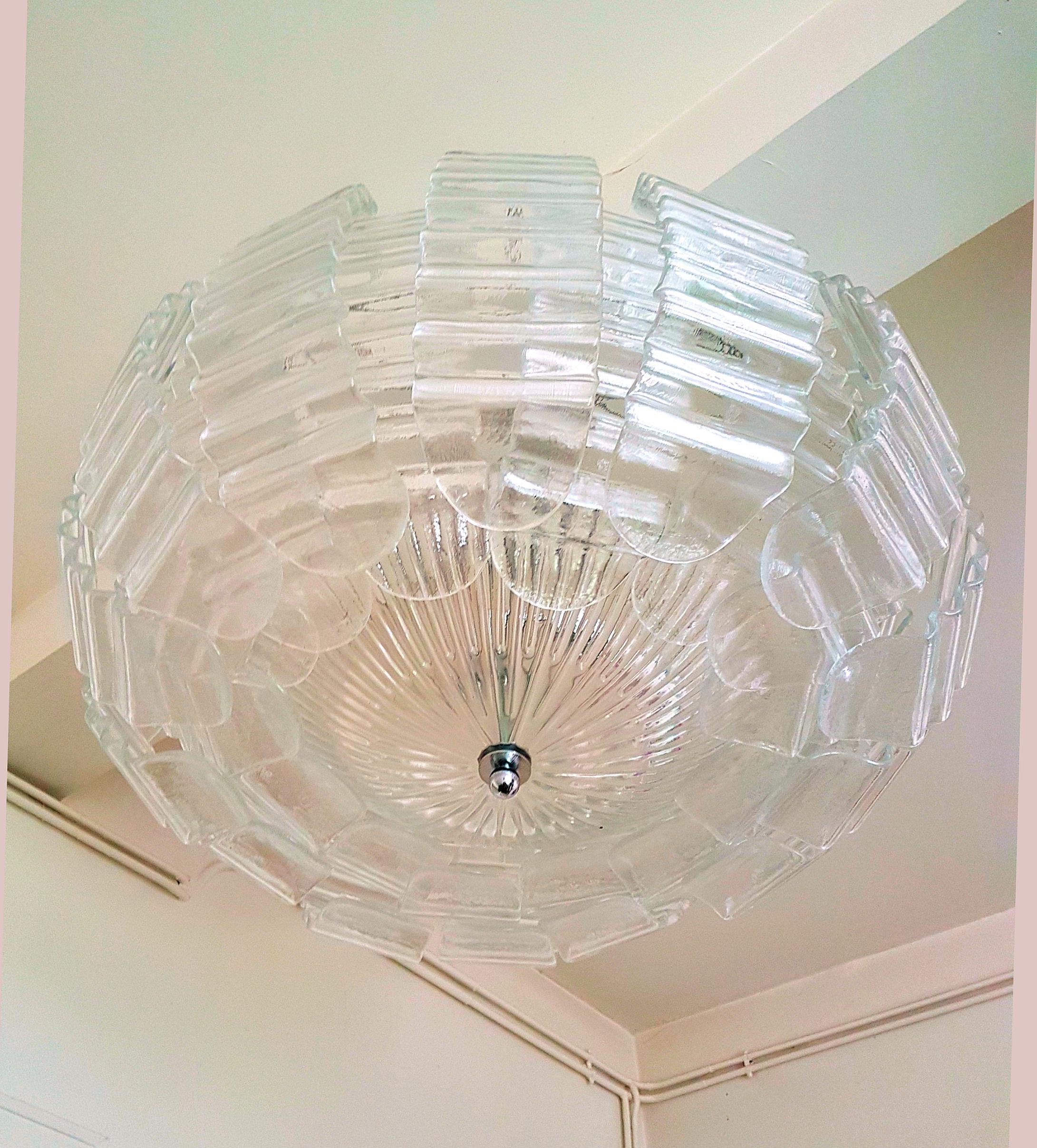 Very Large Clear Murano Glass Mid-Century Modern Chandelier by Barovier, 1970s In Excellent Condition In Dallas, TX