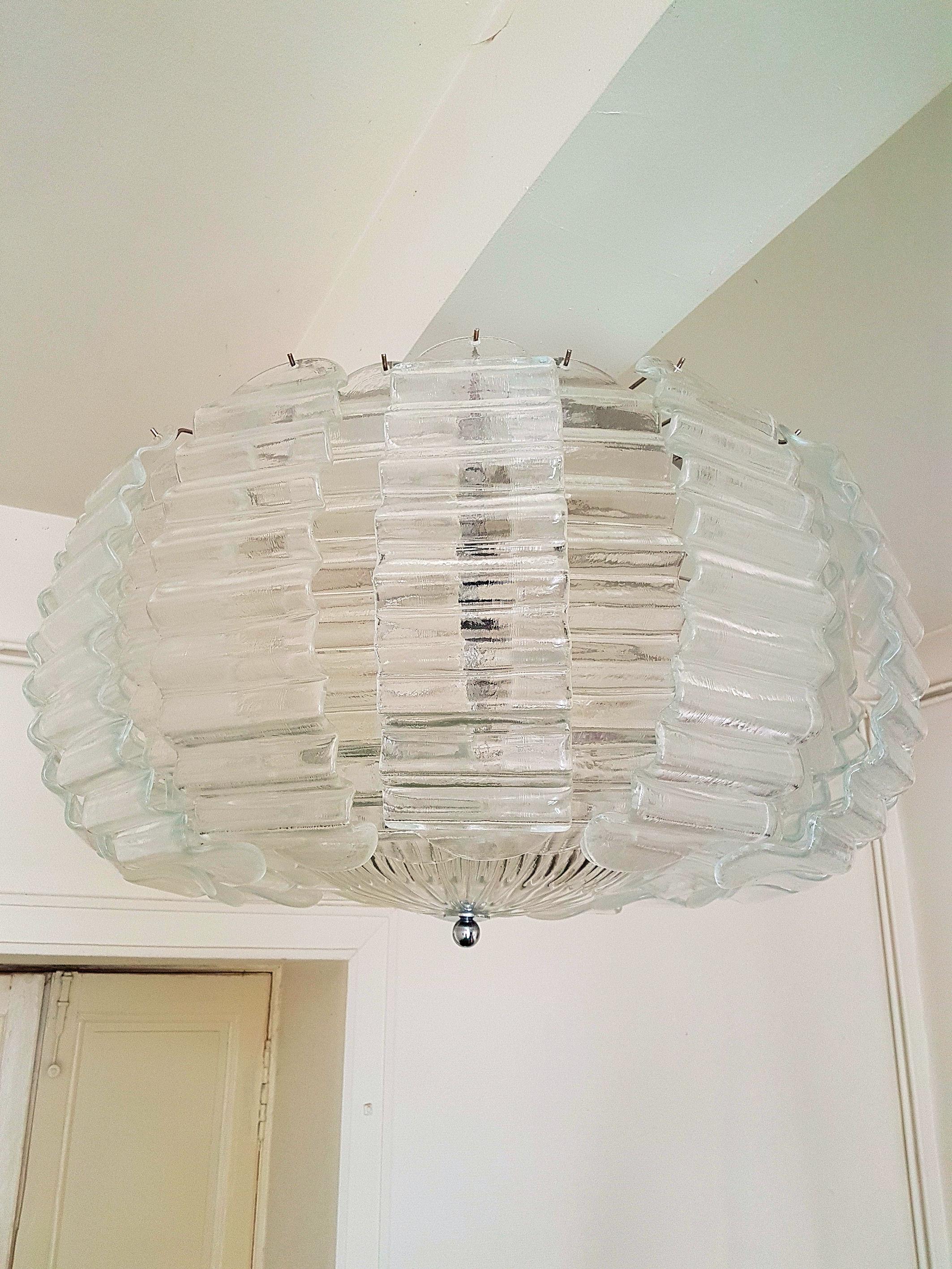 Very Large Clear Murano Glass Mid-Century Modern Chandelier by Barovier, 1970s (Ende des 20. Jahrhunderts)