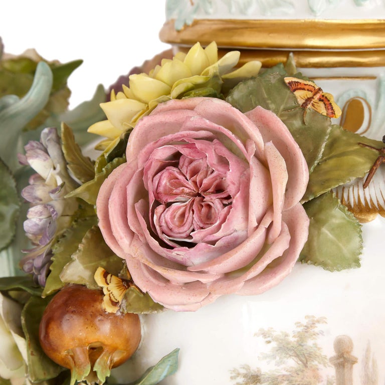 Pair of Very Large Floral Rococo-style Meissen Potpourri Vases For Sale ...