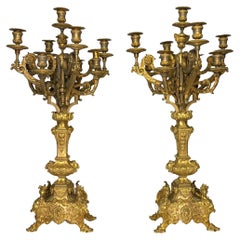 Pair of very large French 19 century LOUIS XIV style Candelabras 