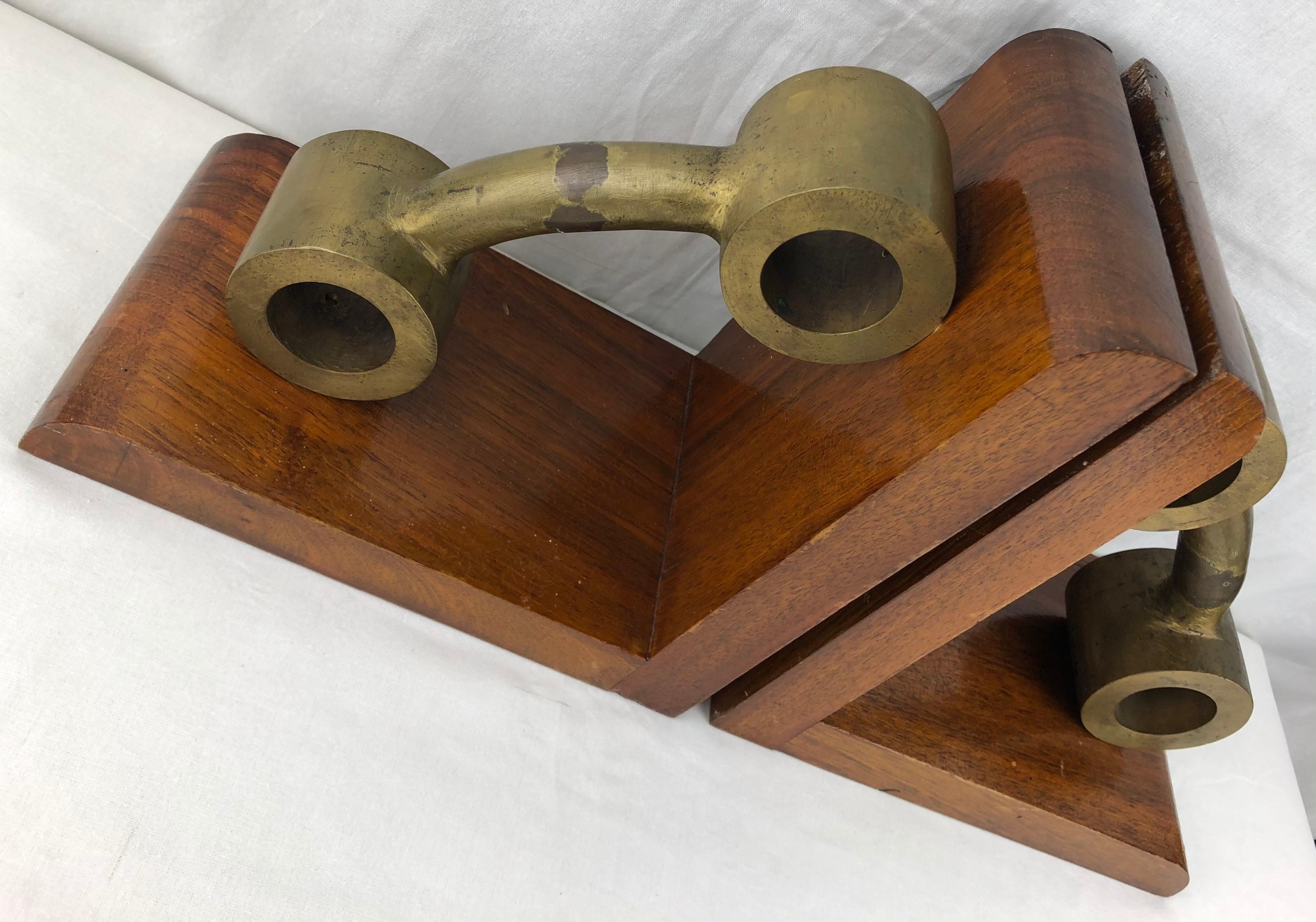 Pair of Very Large French Art Deco Bronze and Mahogany Bookends In Good Condition For Sale In Miami, FL