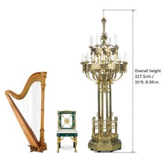 Pair of Very Large French Brass Candelabra in the Gothic Revival Style