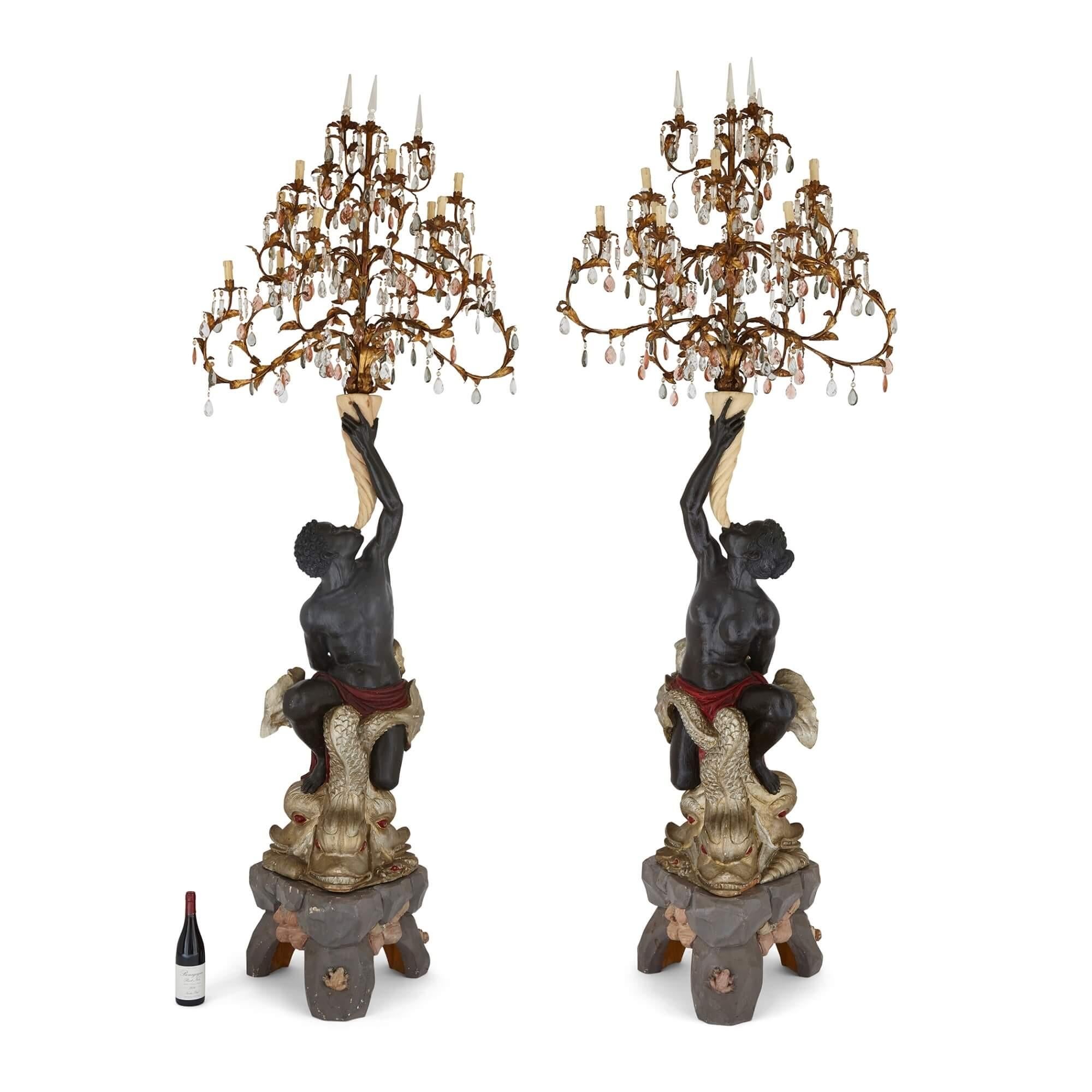 Pair of Very Large French Figurative Floor-Standing Candelabra For Sale 8