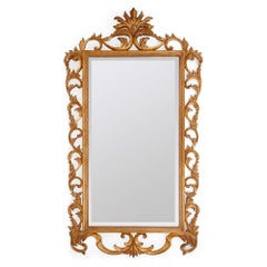 Pair of Very Large French Giltwood Mirrors with Scrolled Acanthus Borders